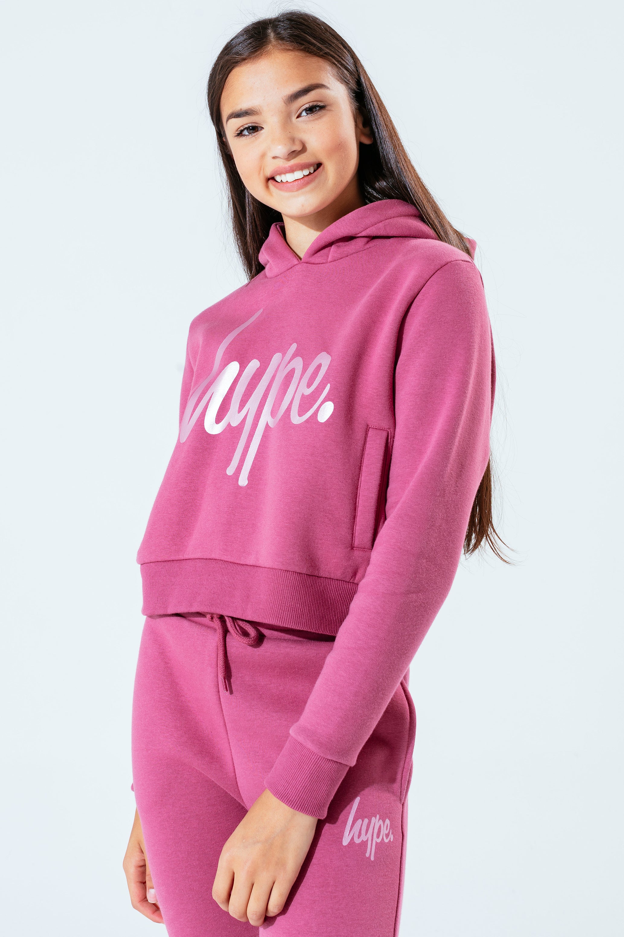 hype rose gold script girls crop pullover hoodie