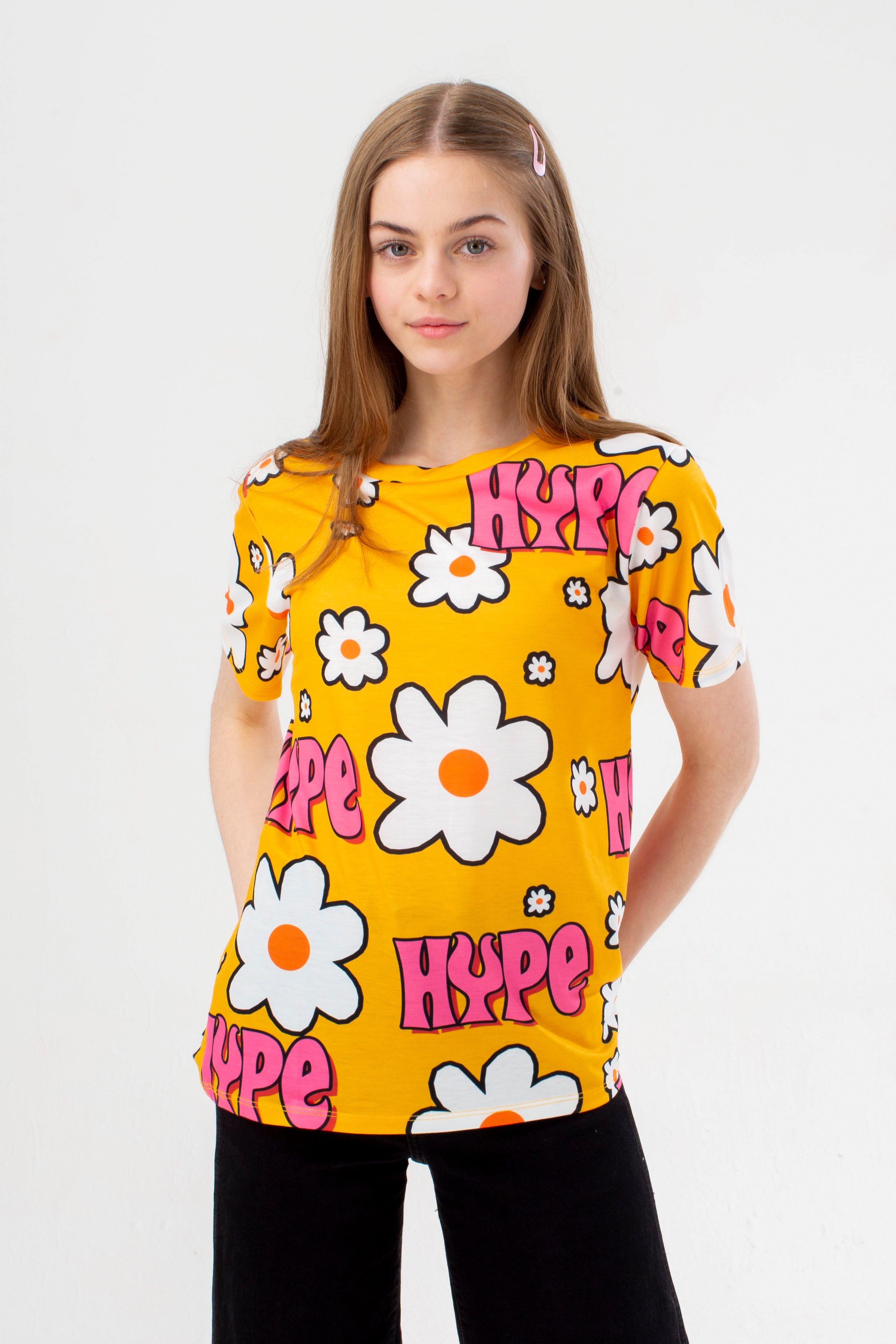 hype girls yellow wavey daisy t-shirt