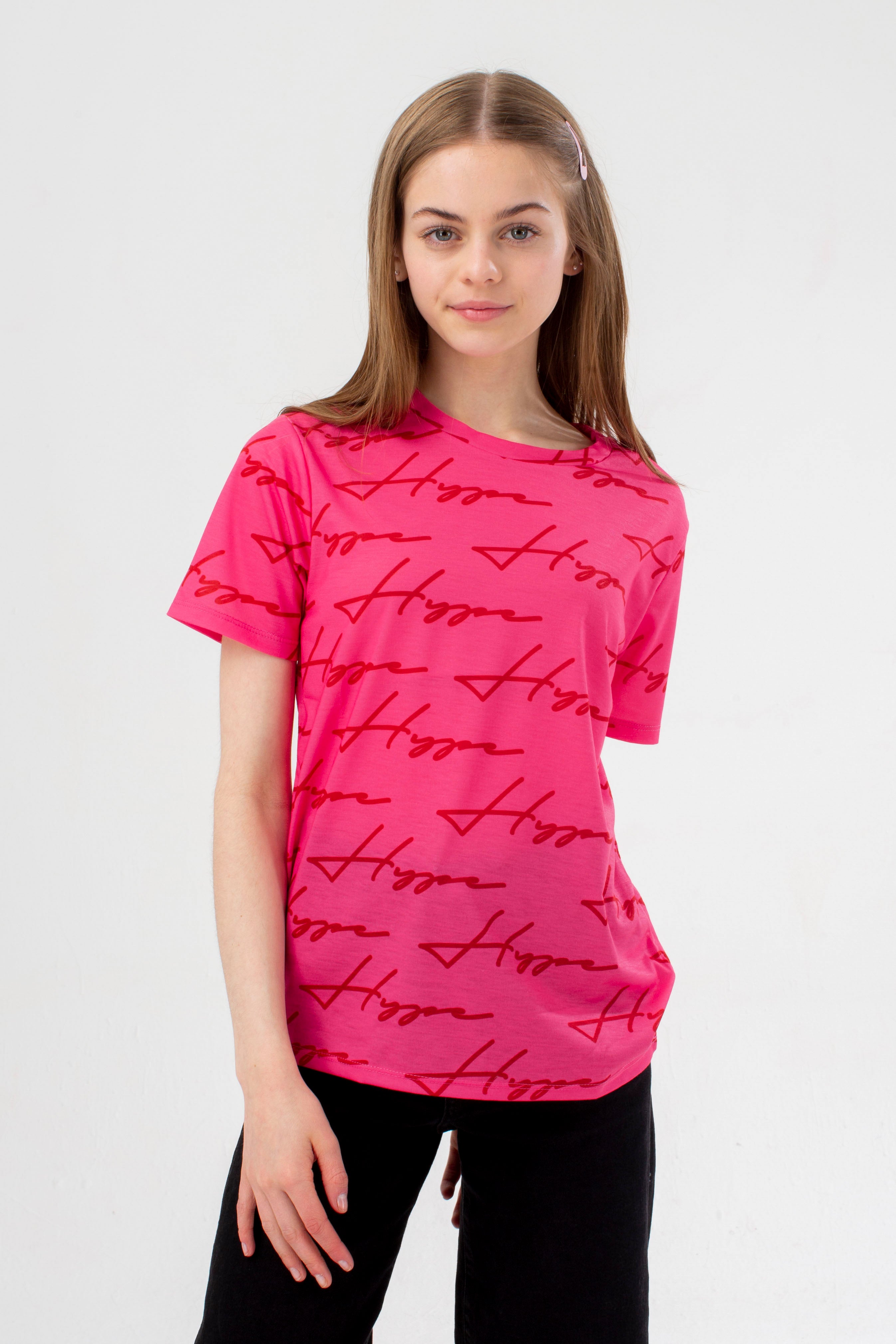 hype girls pink track scribble t-shirt