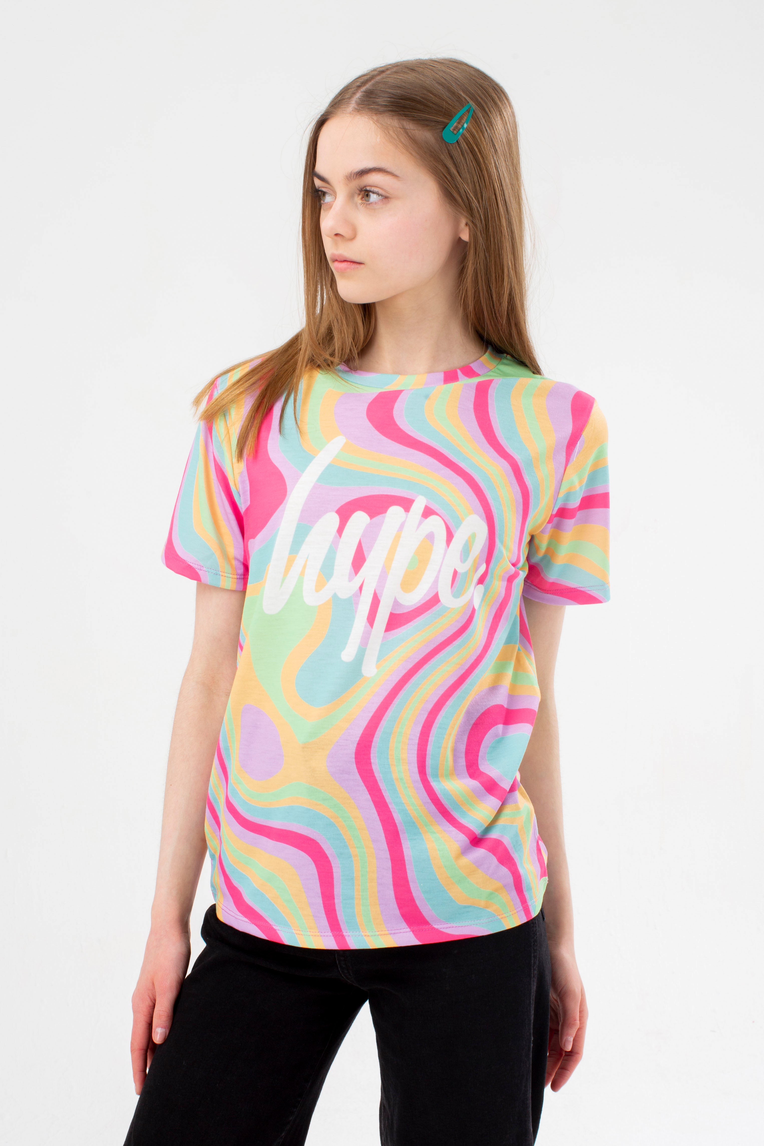 hype girls pink groovey script t-shirt