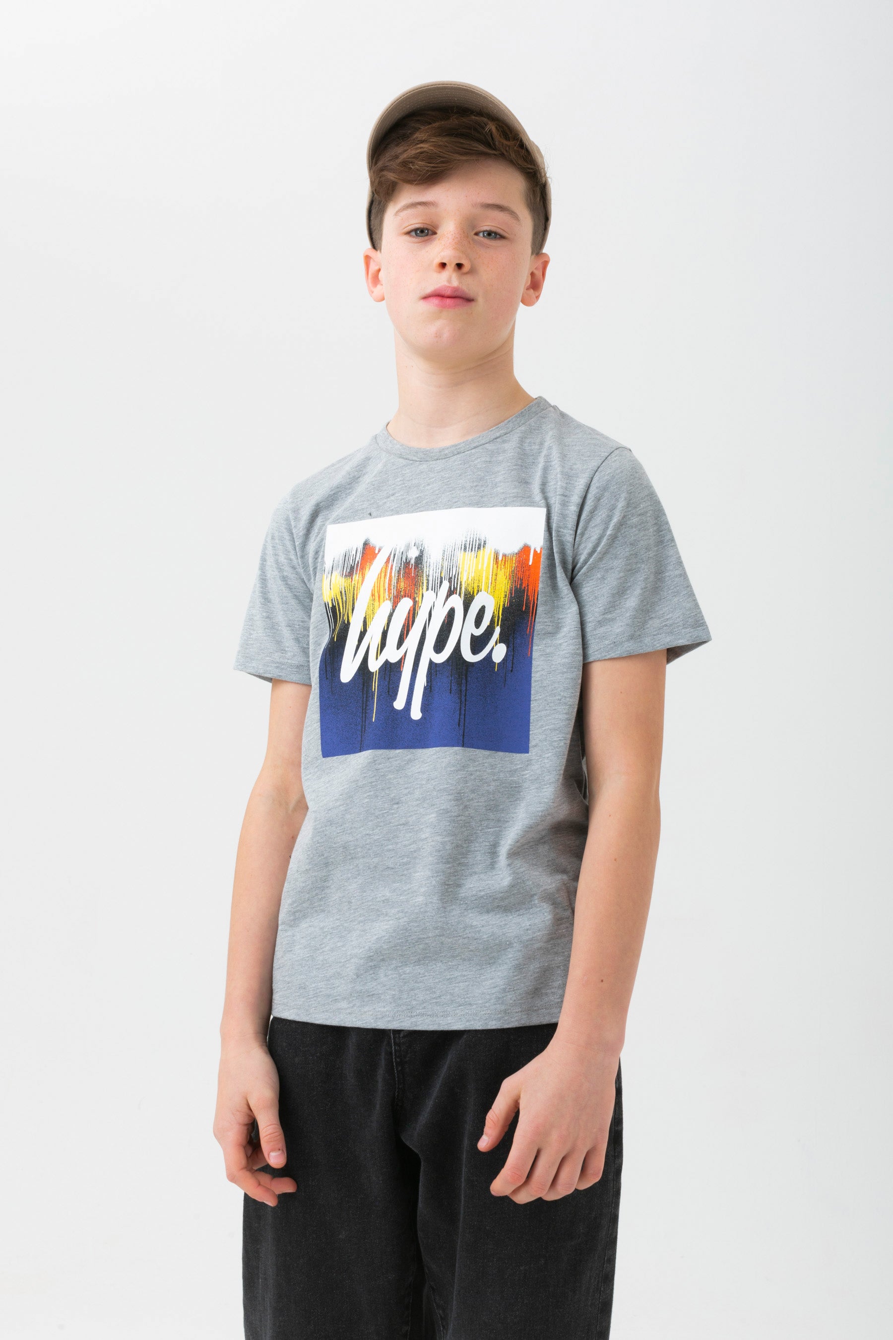 hype boys grey union drips square t-shirt