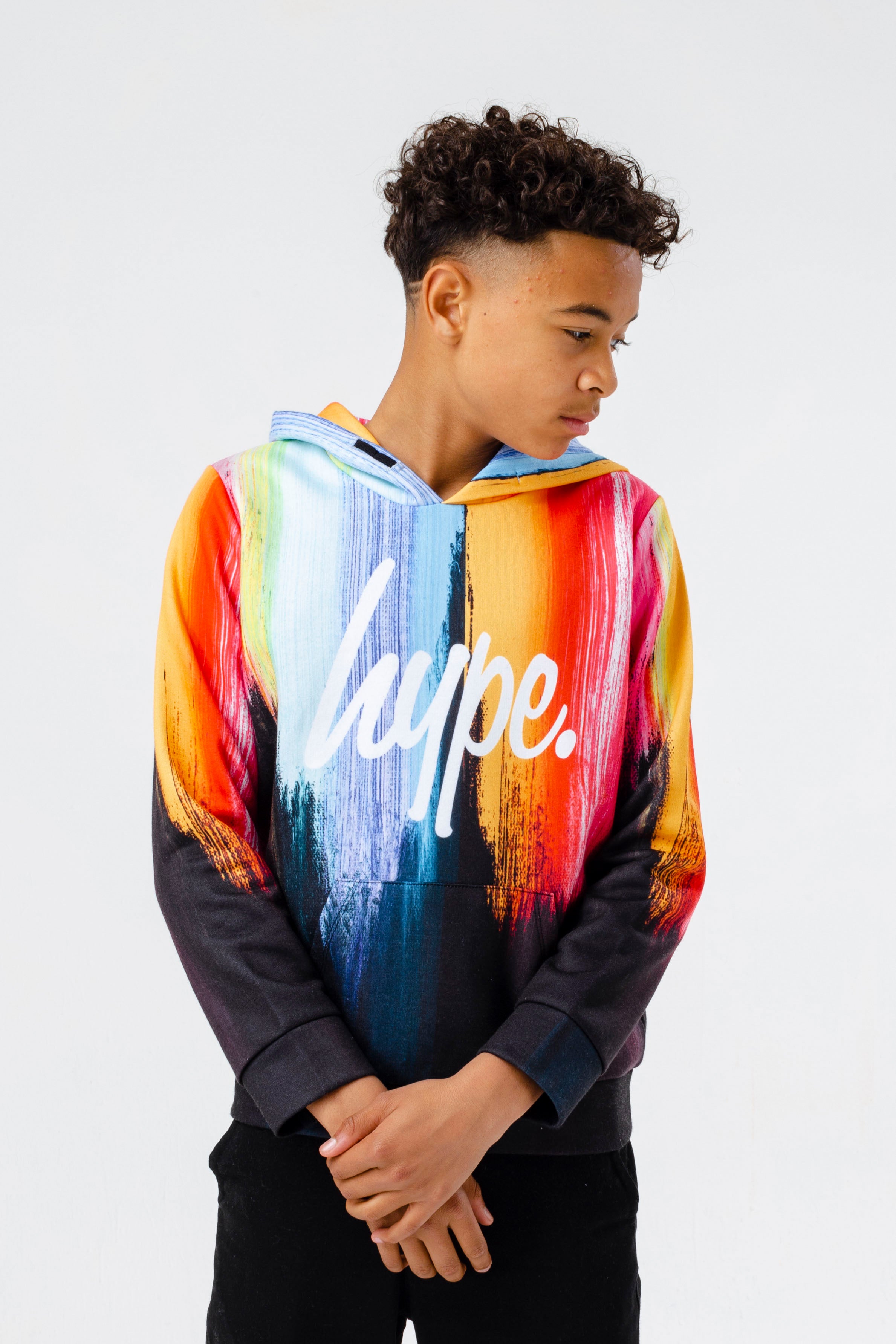 hype boys red canvas script hoodie