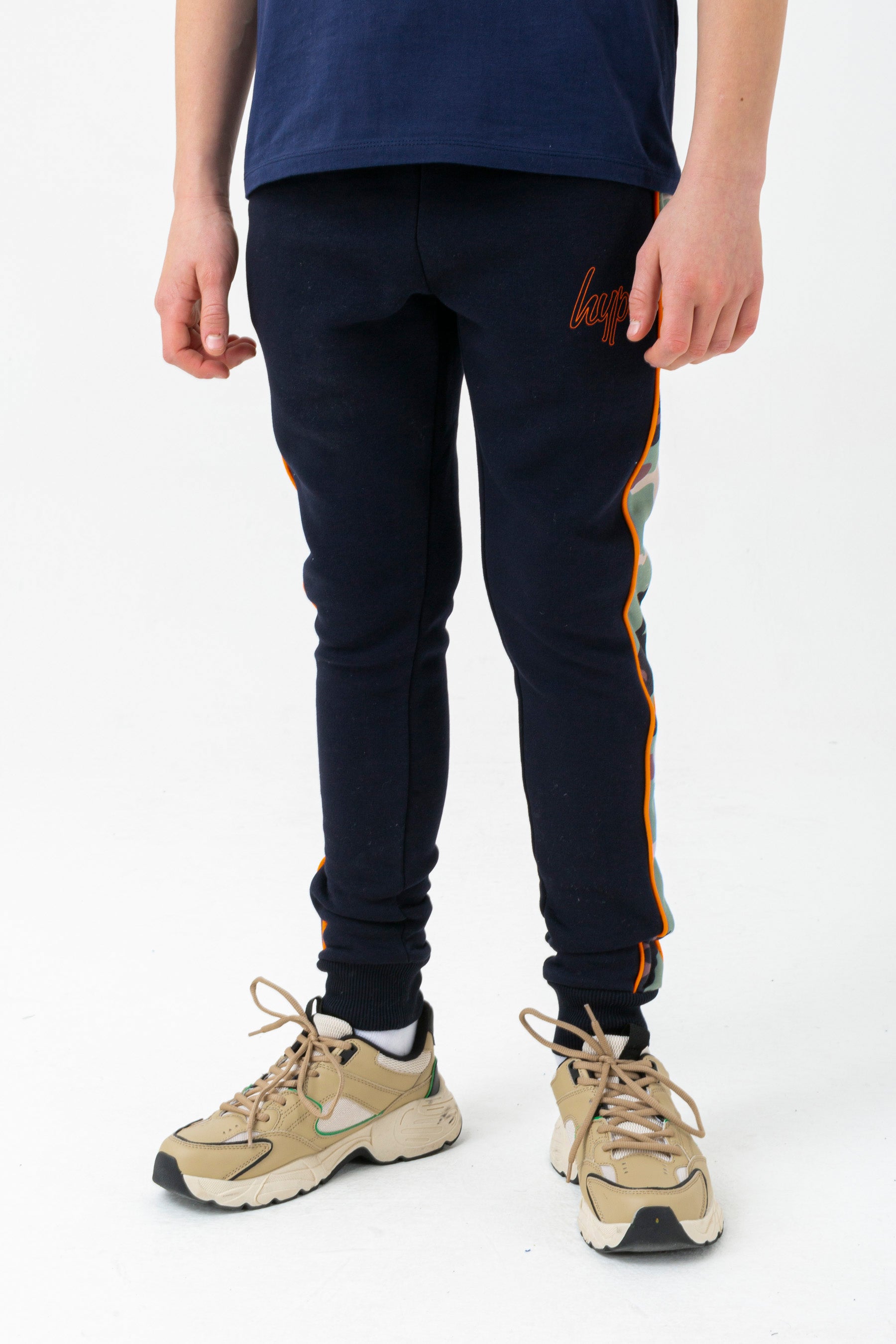 hype boys navy spring camo script joggers