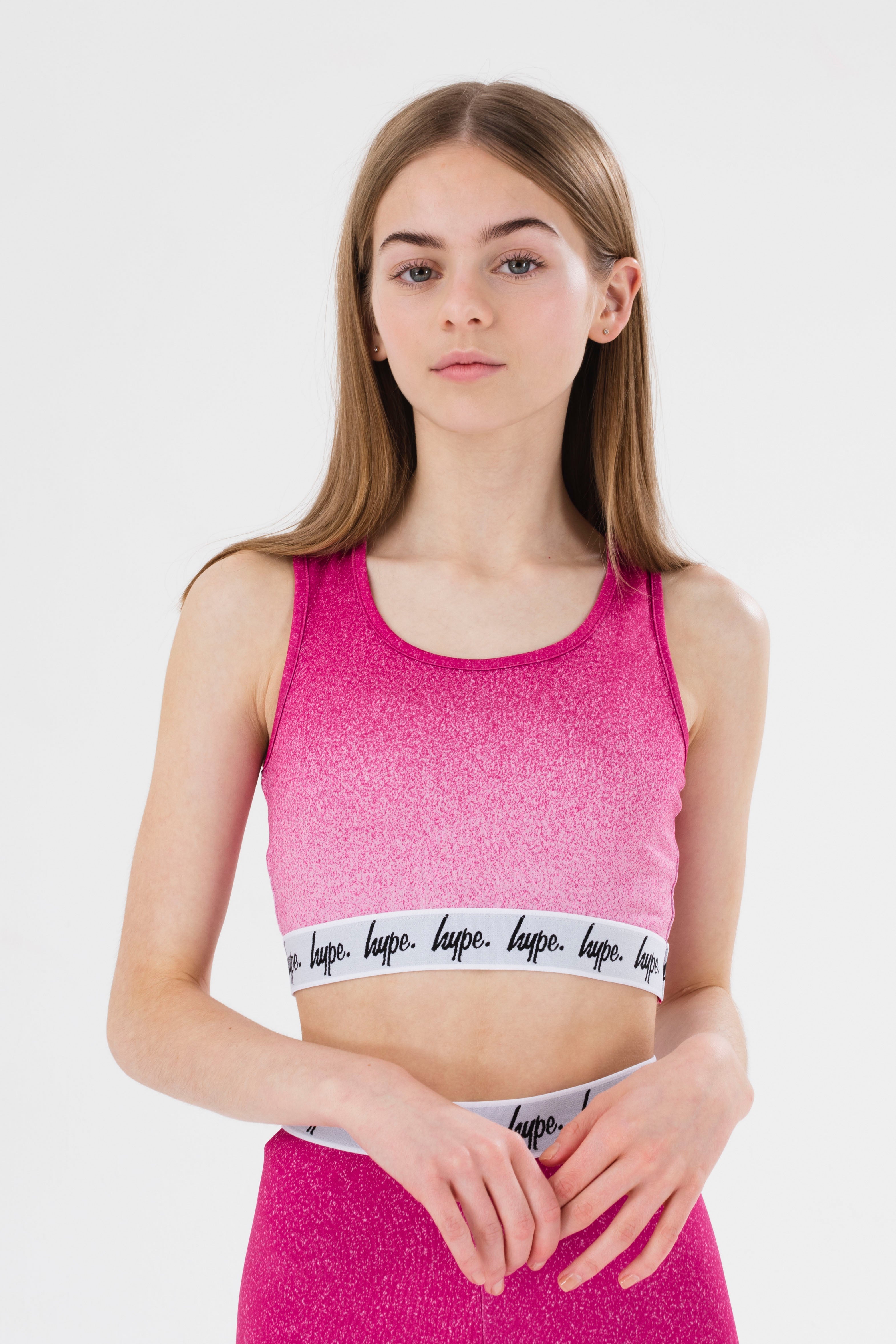 hype girls pink speckle fade tape bralet