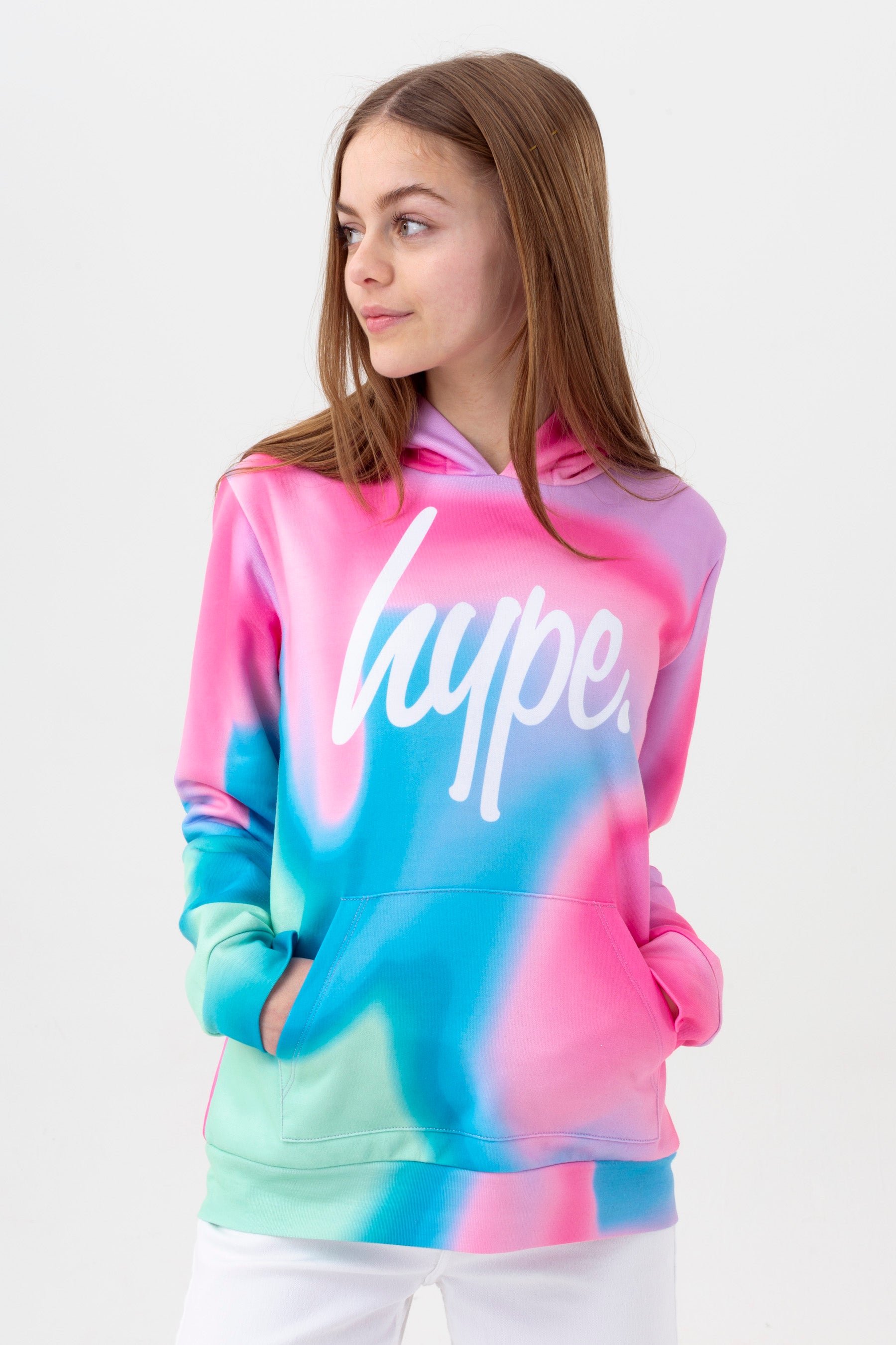 hype girls pink pastel wave script hoodie