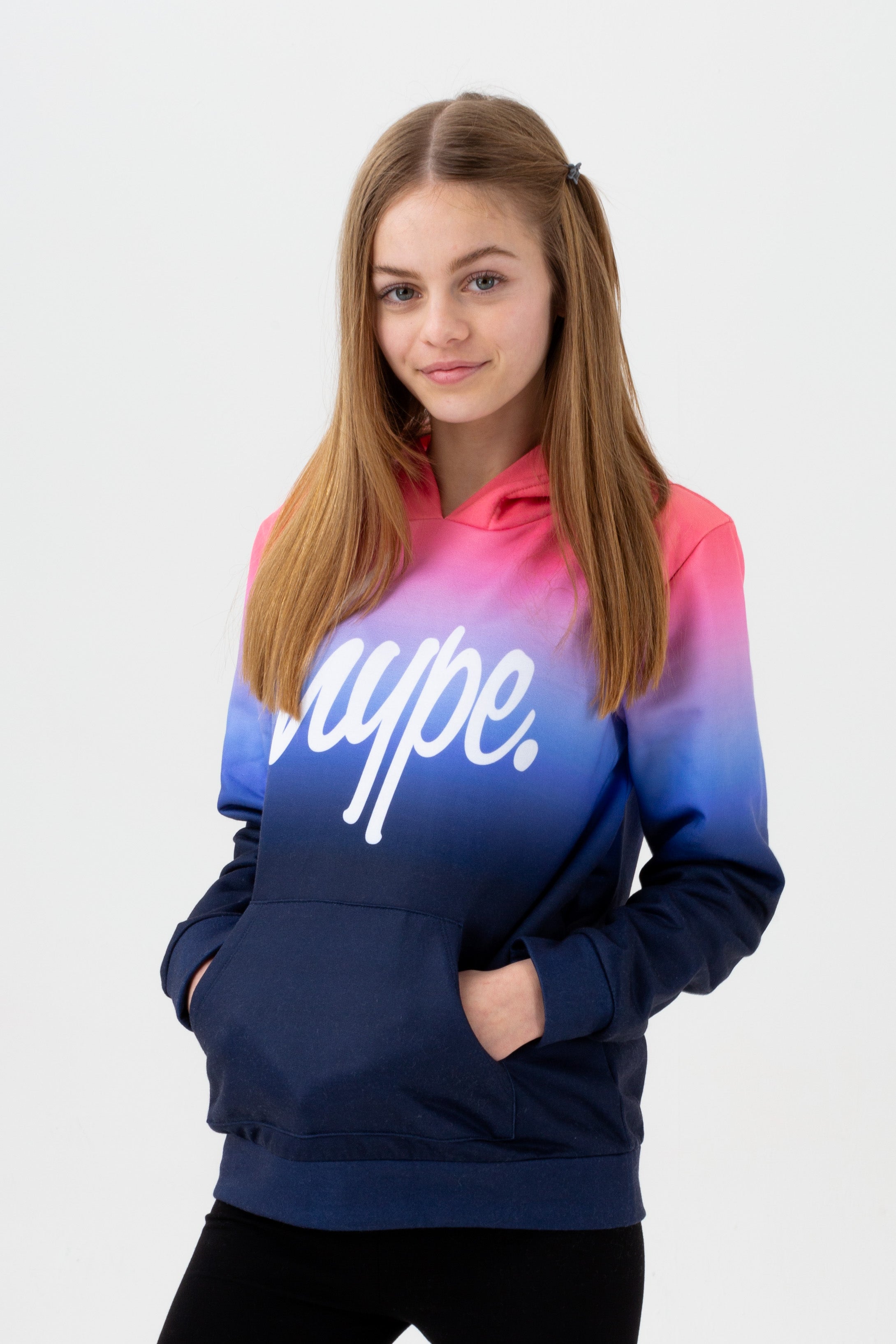 hype girls multi dark berry fade script hoodie