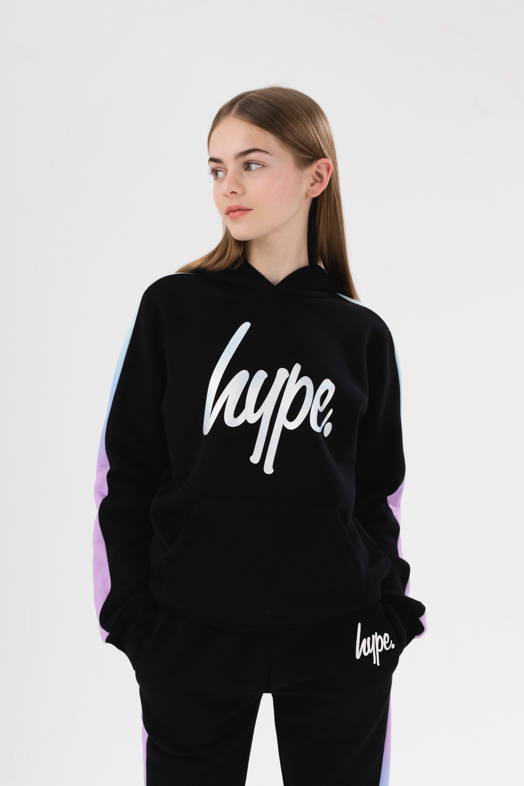 hype girls black fantasy script hoodie