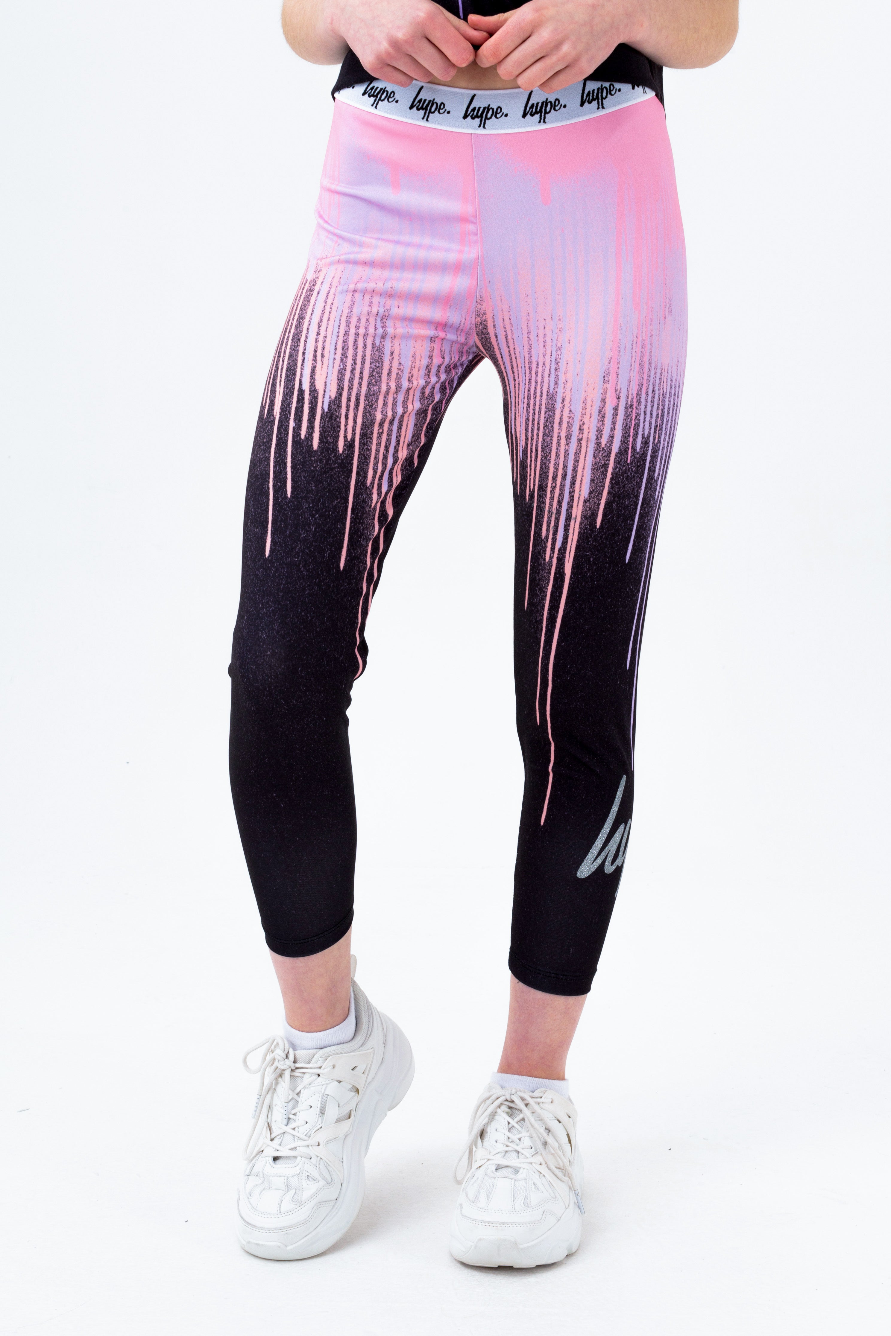 hype girls pink drips script leggings