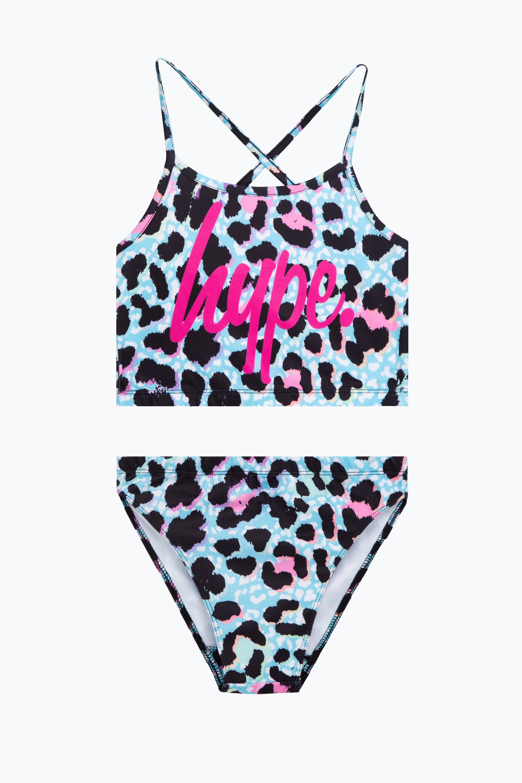 hype girls blue ice leopard script bikini