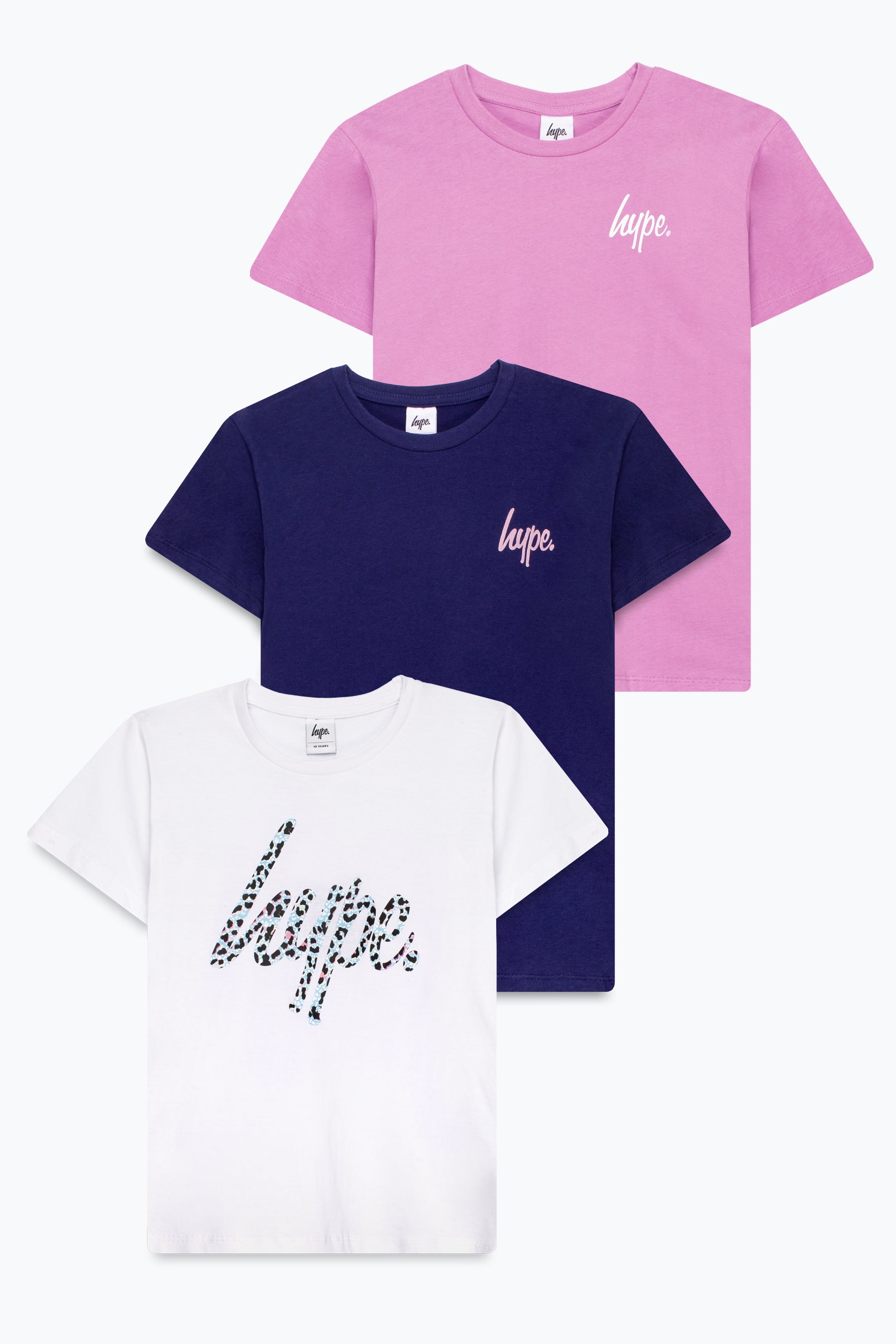 hype girls ice leopard script t-shirt 3 pack