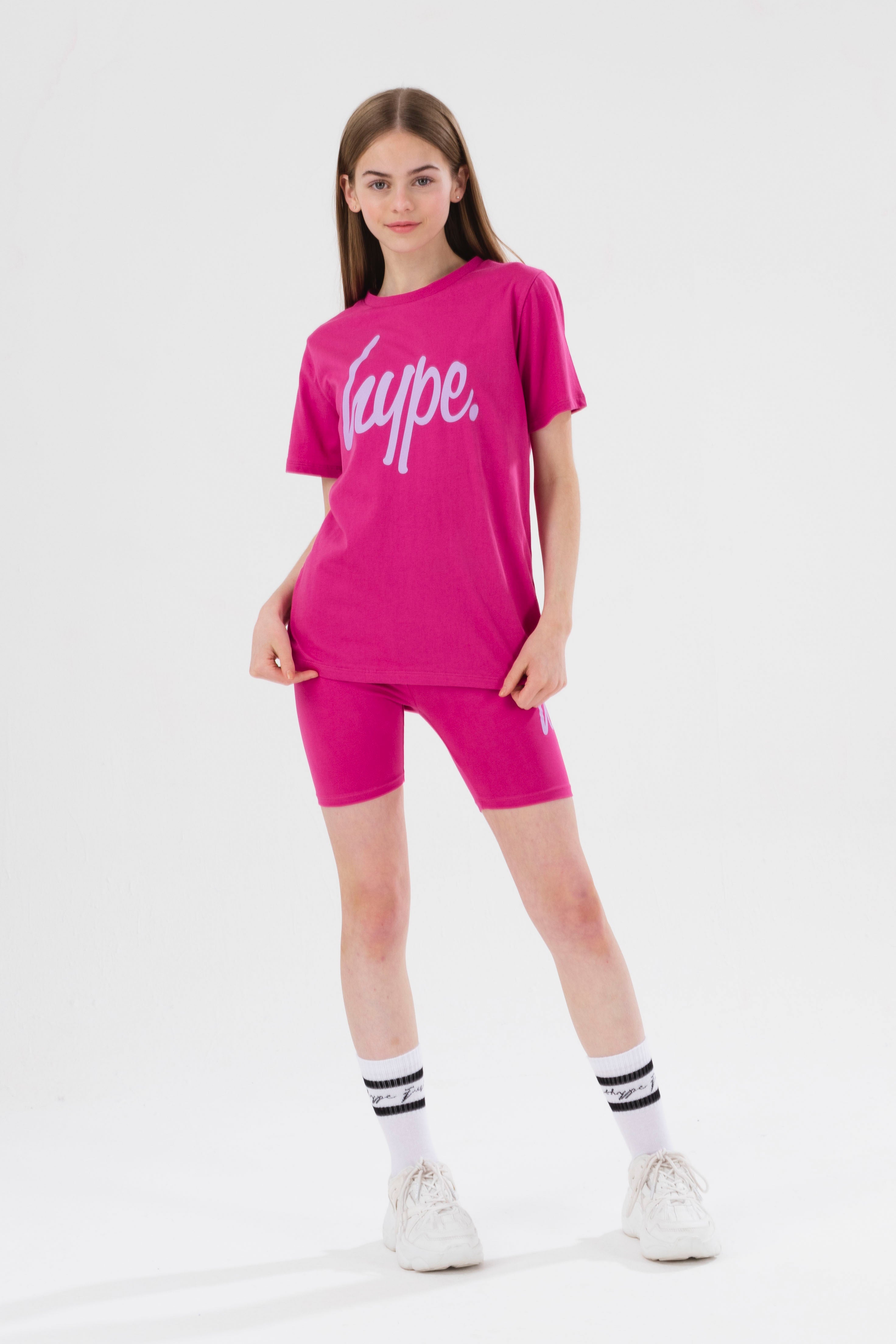 hype girls berry script tee and shorts set