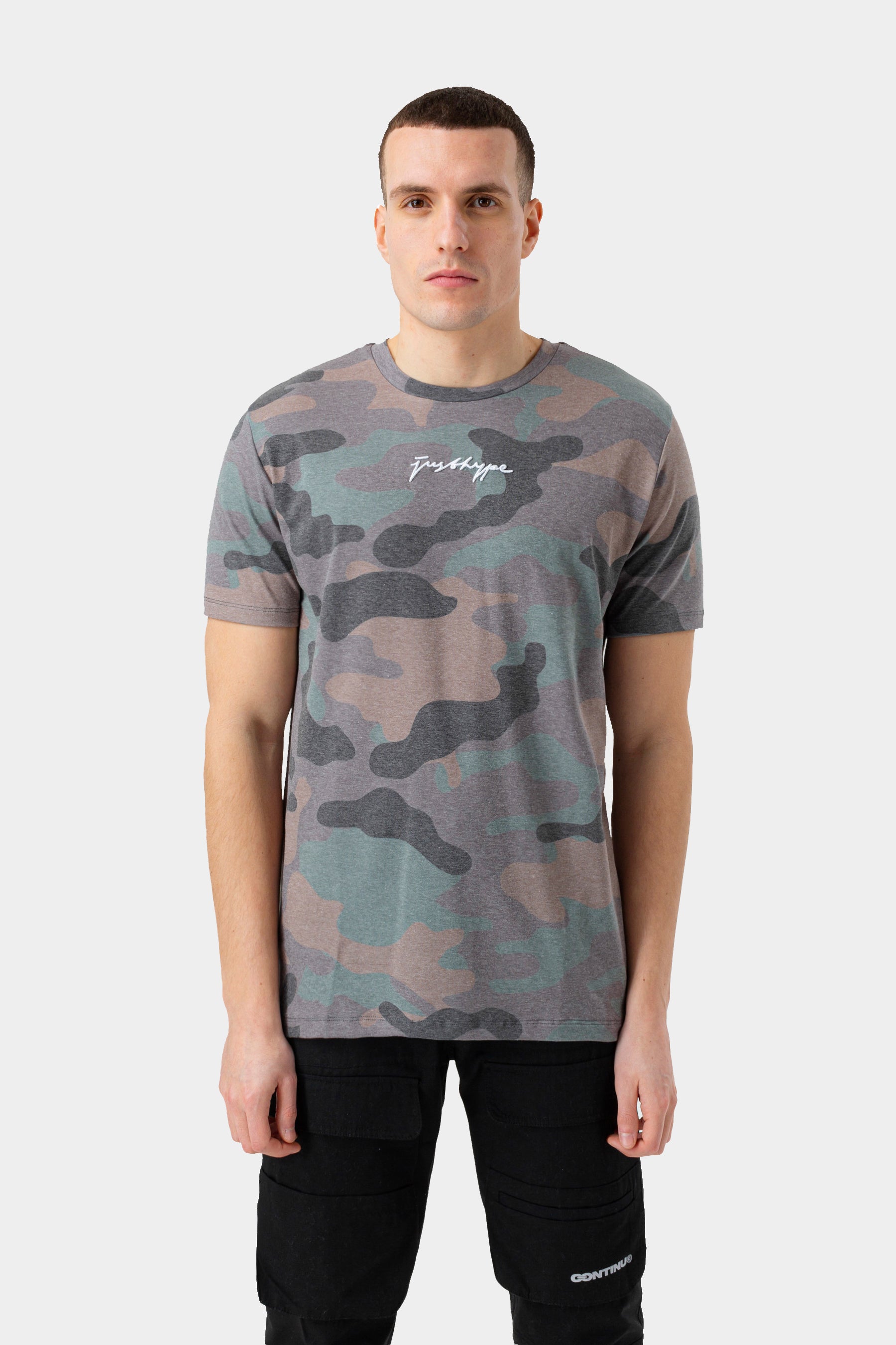 hype mens khaki classic camo scribble t-shirt