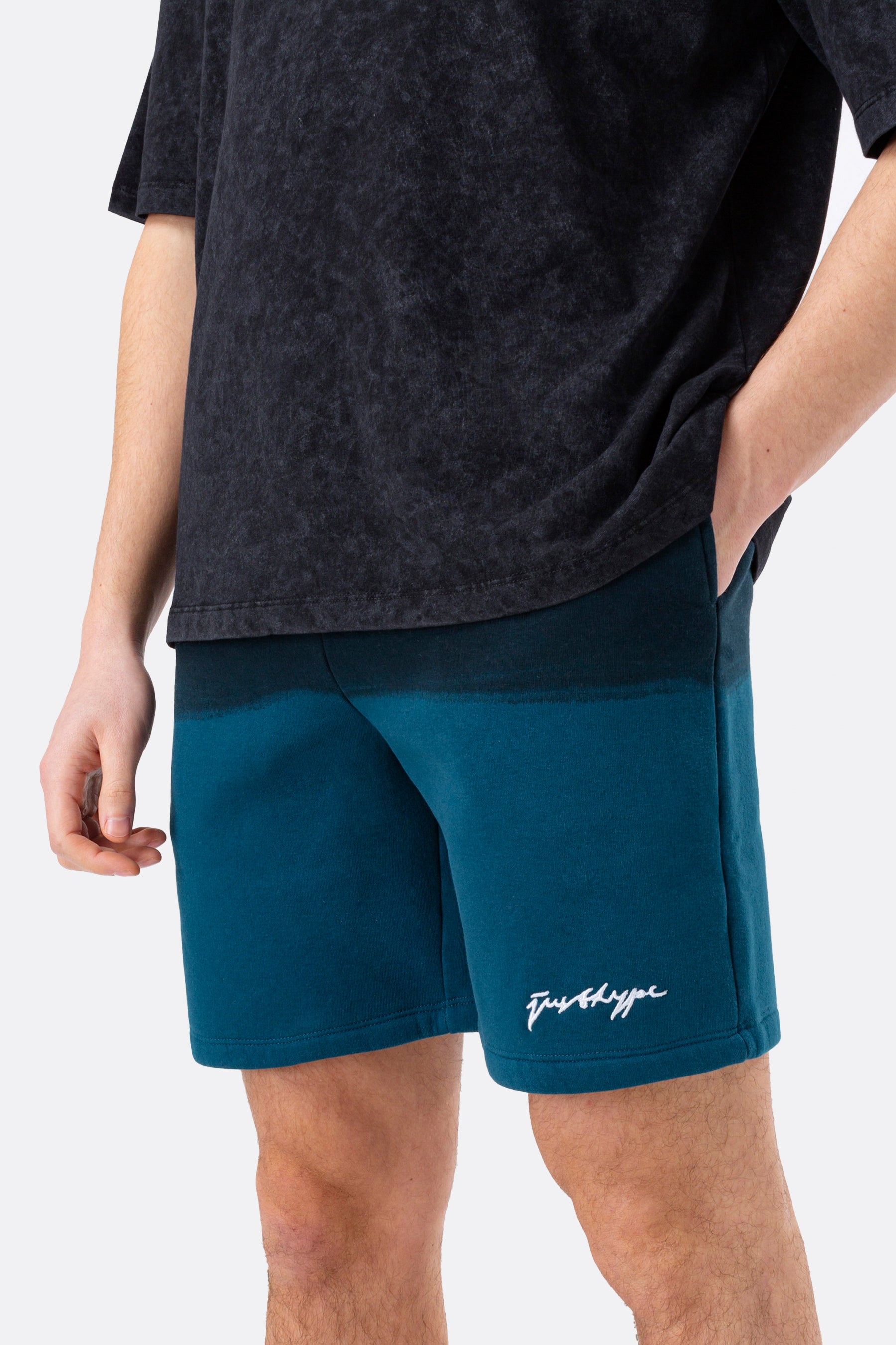 hype mens teal fade scribble shorts