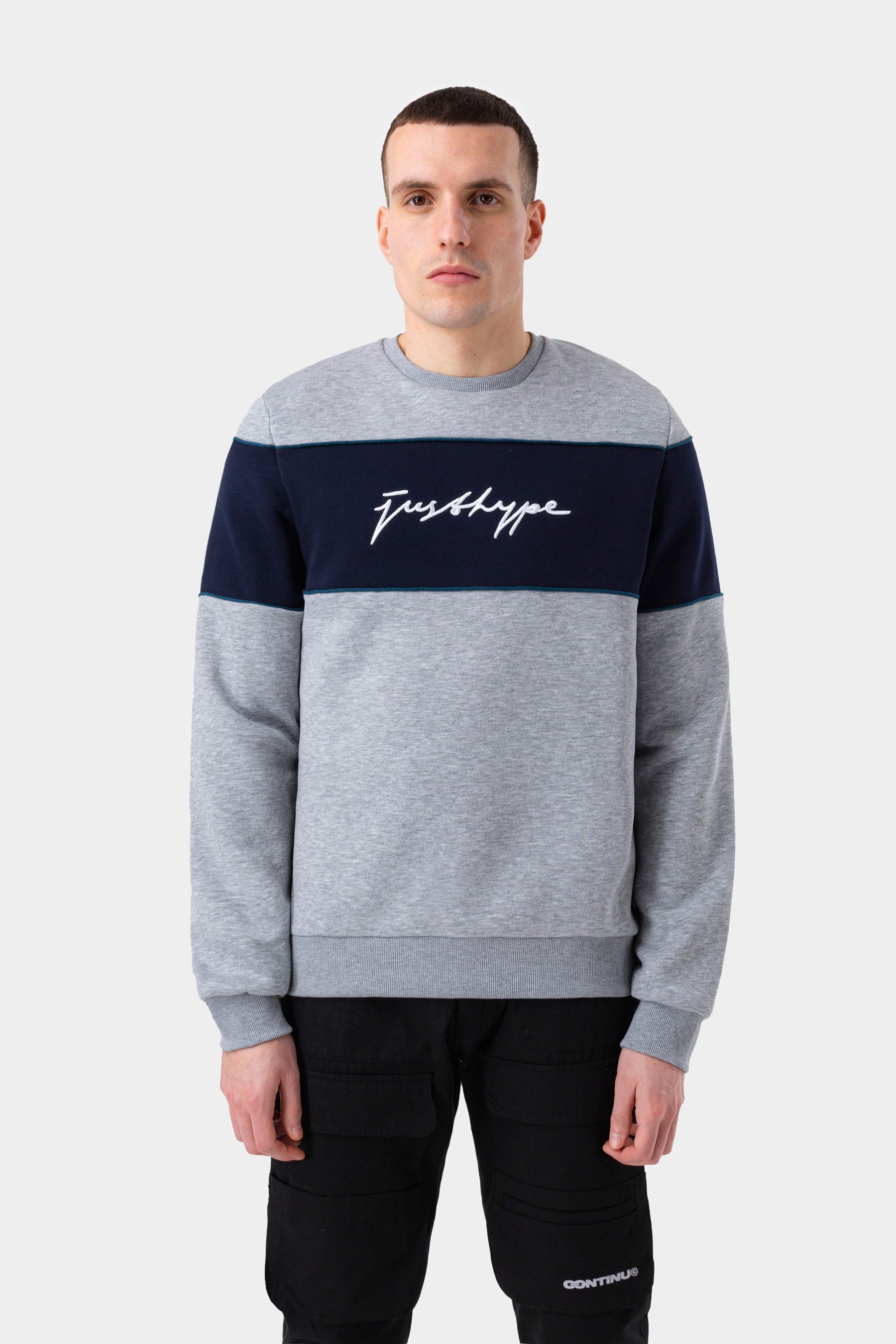 hype mens grey athlete scribble crew neck