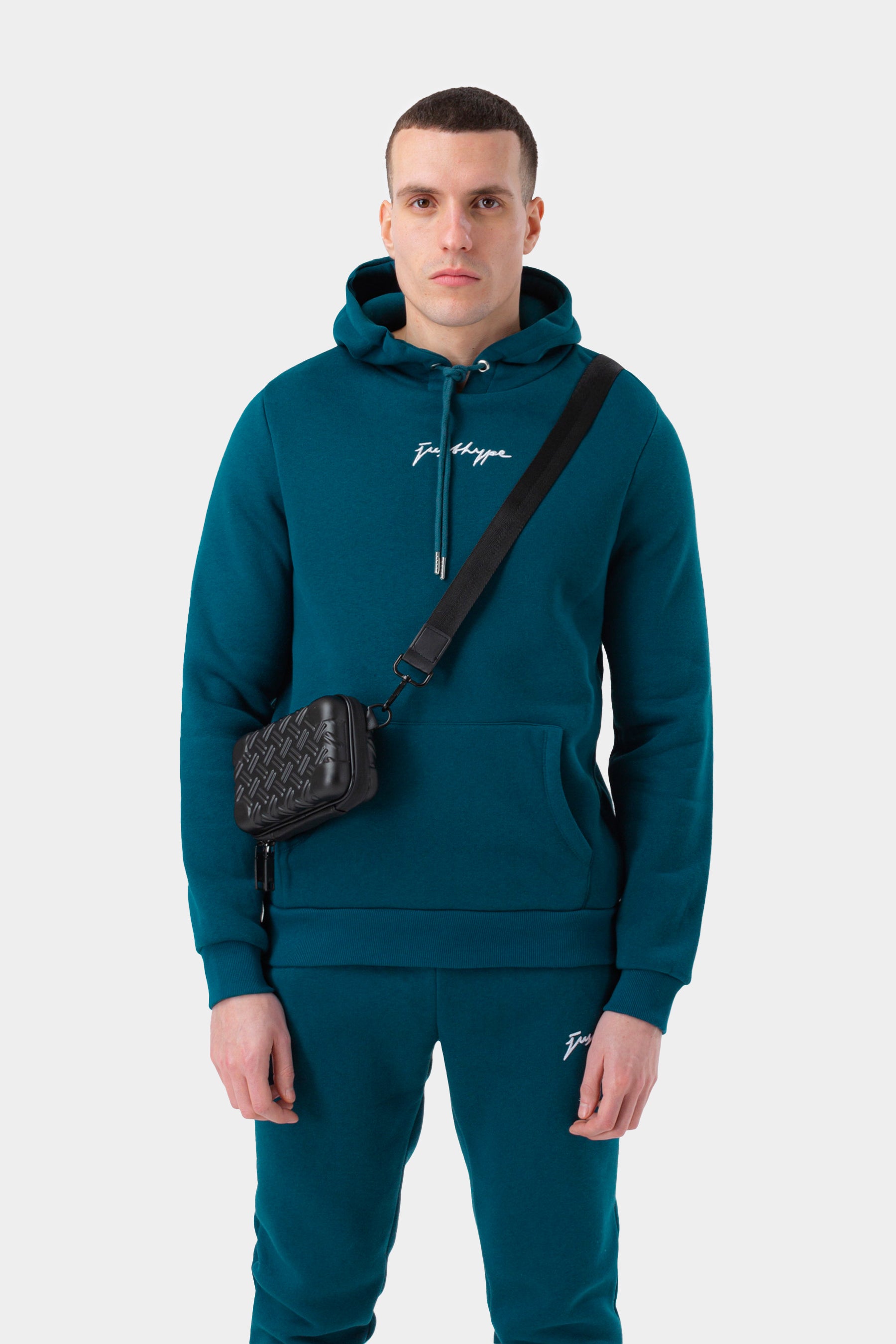 hype mens teal scribble hoodie