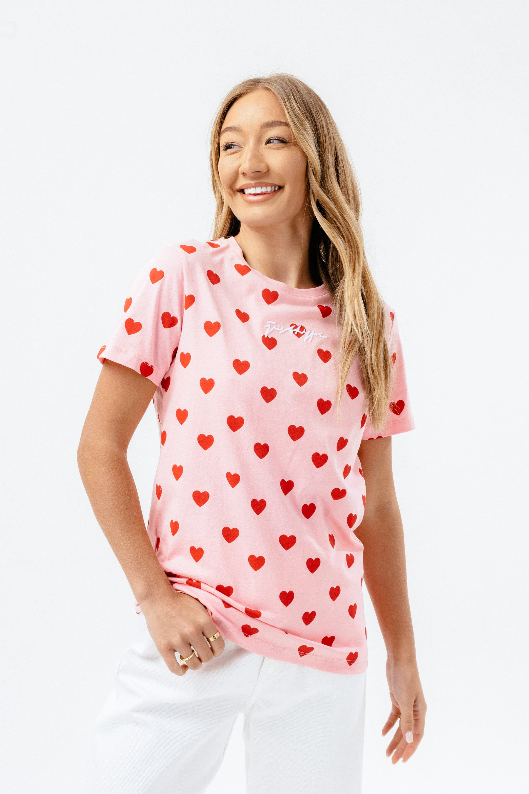 hype womens pink heart scribble t-shirt