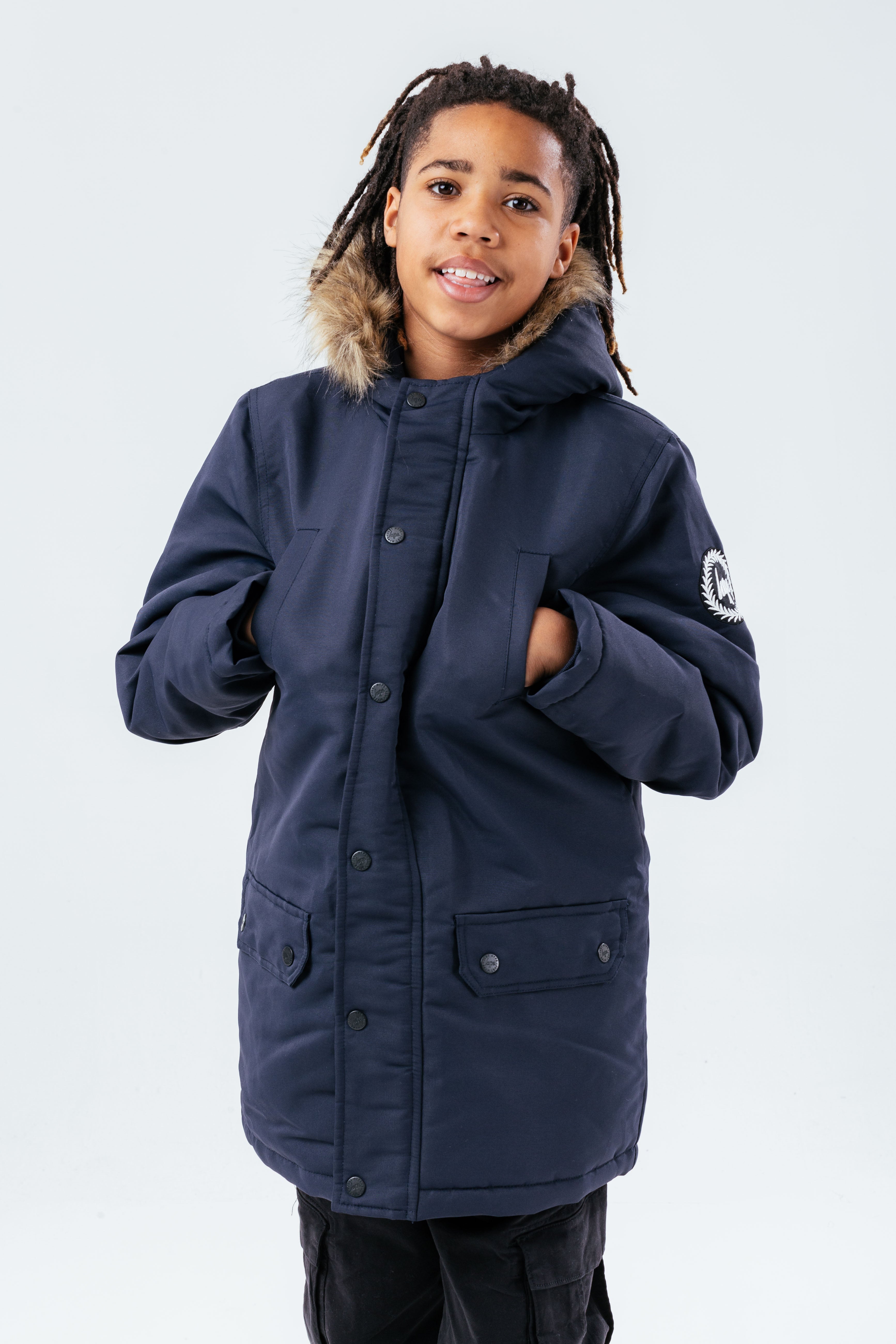 hype navy boys parka jacket