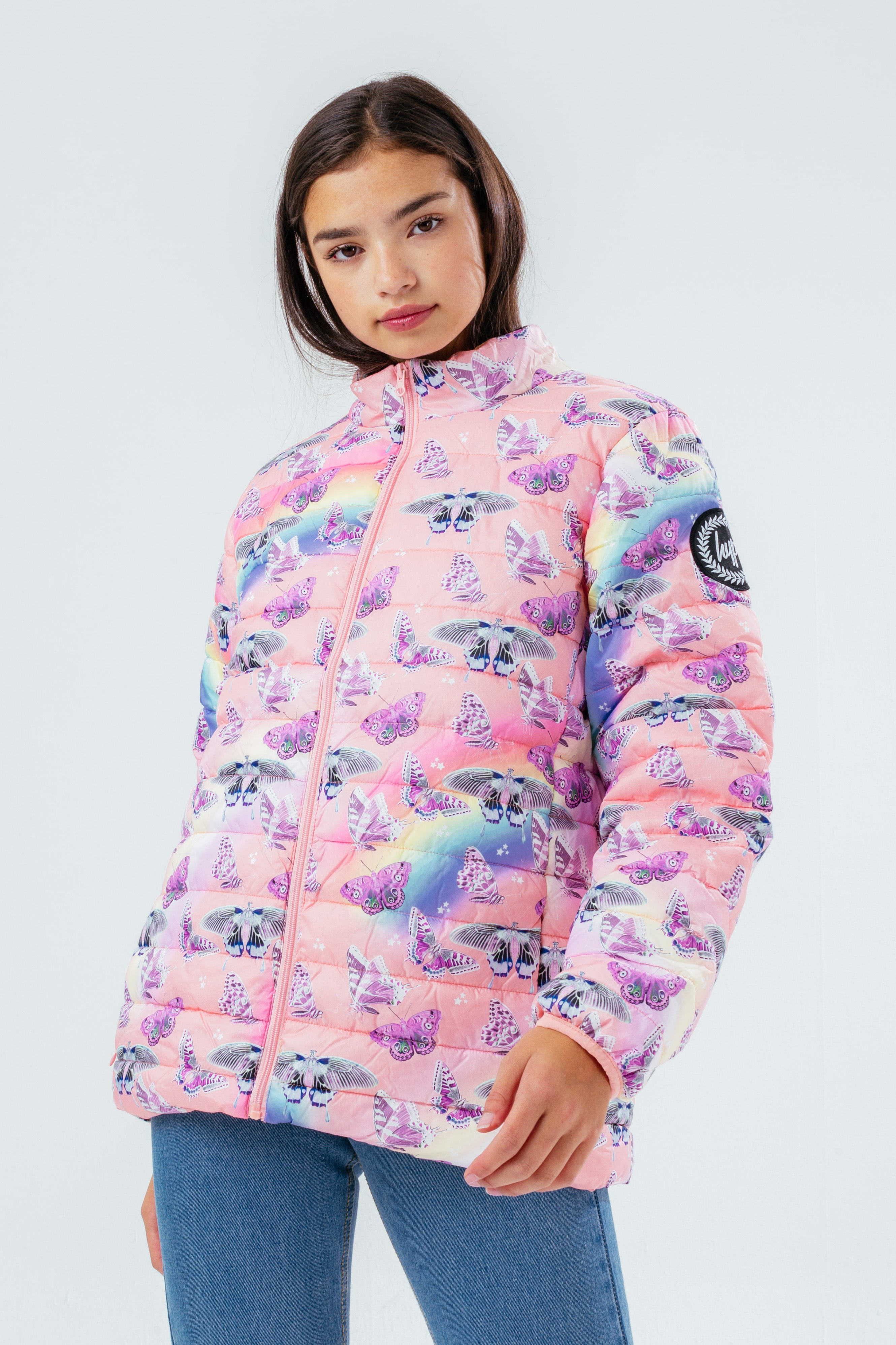 hype butterfly field girls puffer jacket