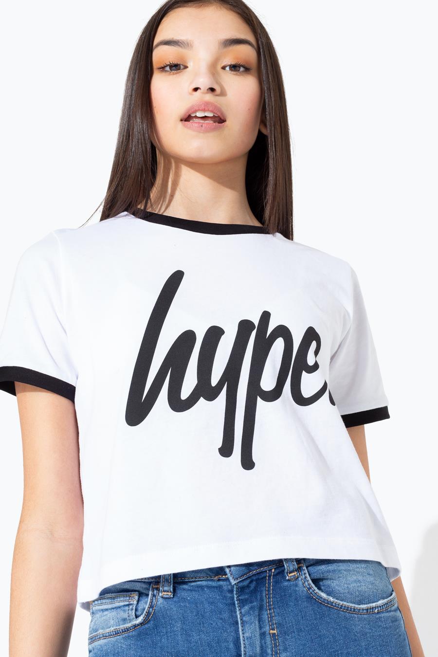 hype white ringer girls crop t-shirt