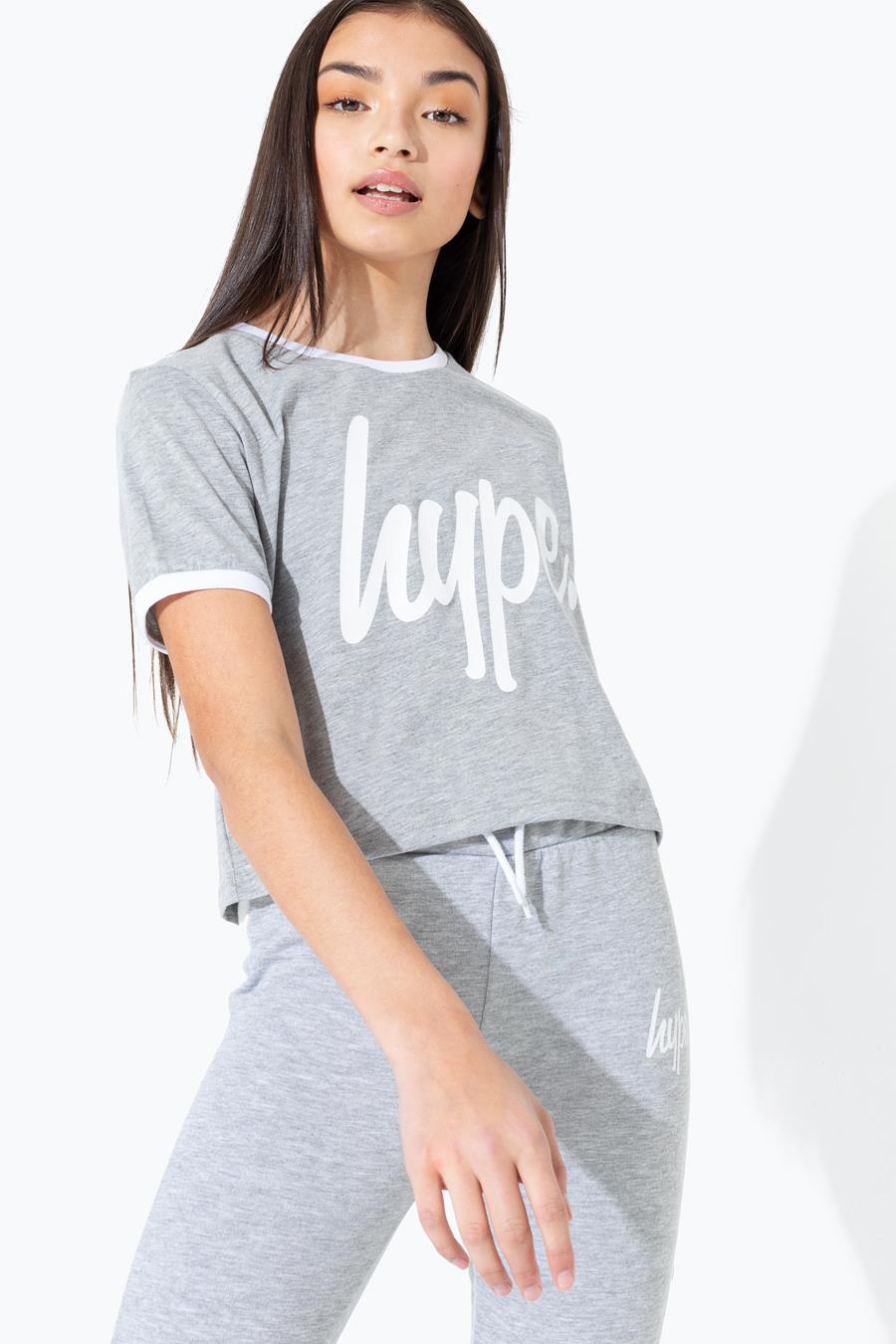 hype grey ringer girls crop t-shirt
