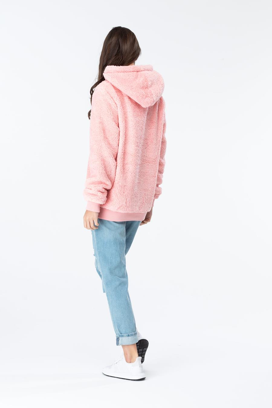 womens pink sherpa hoodie