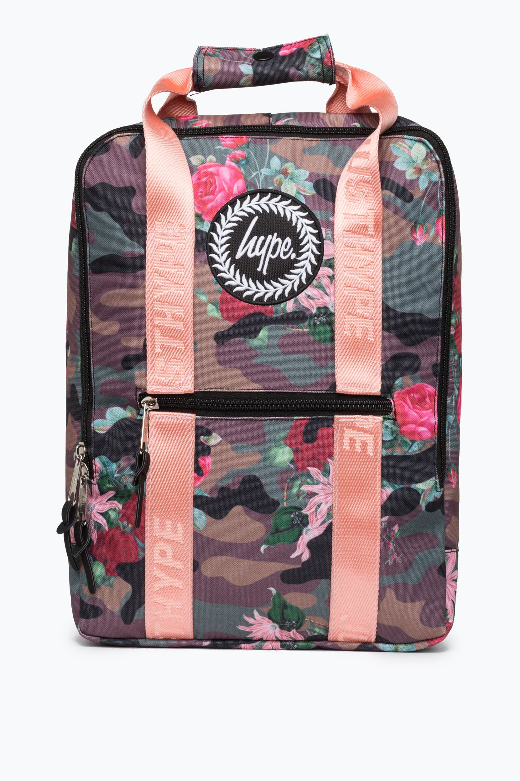 hype camo pink floral boxy backpack