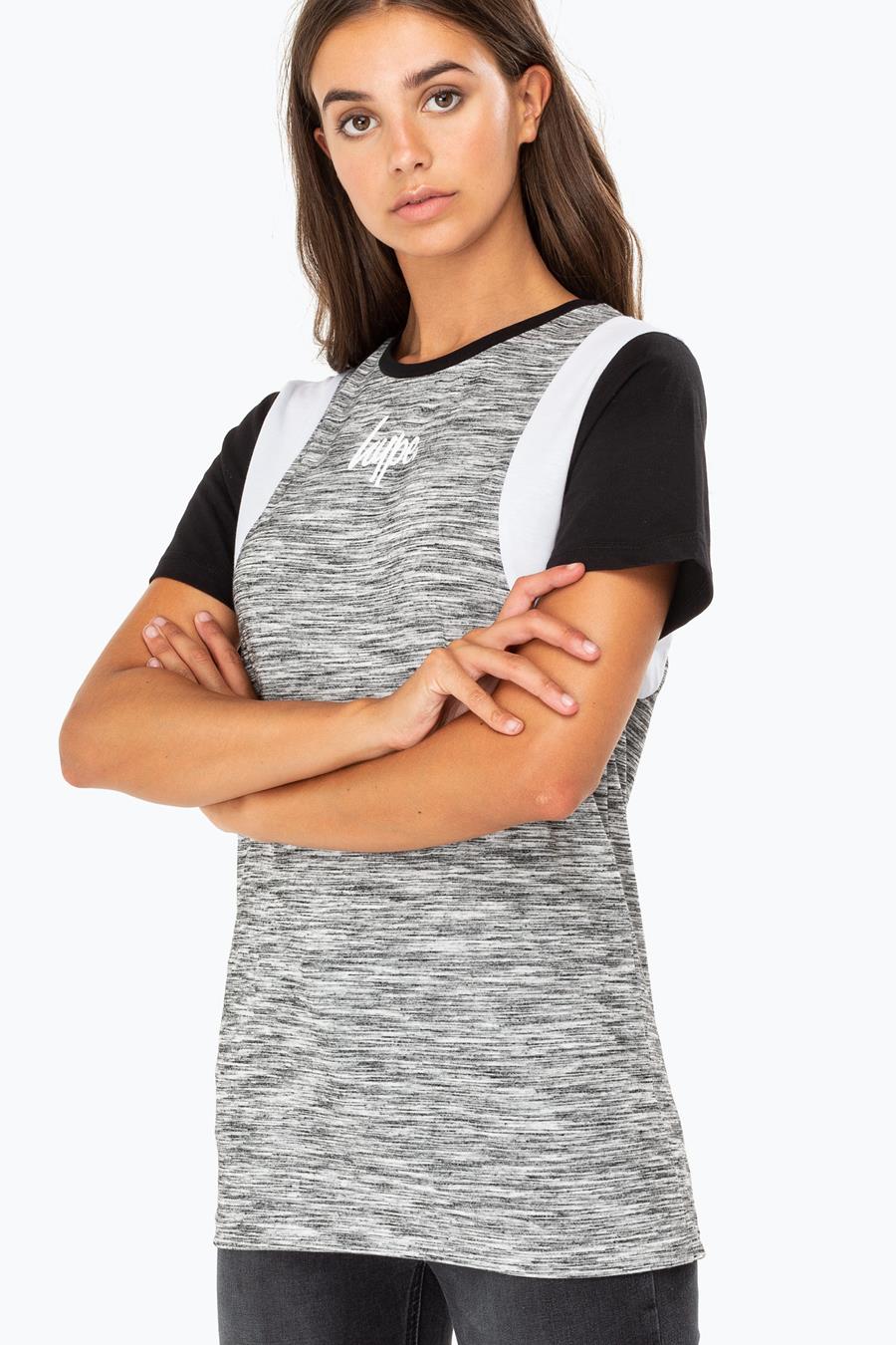 HYPE GREY SPACE PANEL WOMENS T-SHIRT