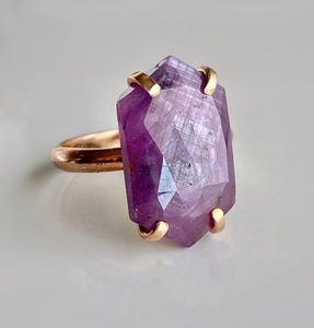 purple silky sapphire ring