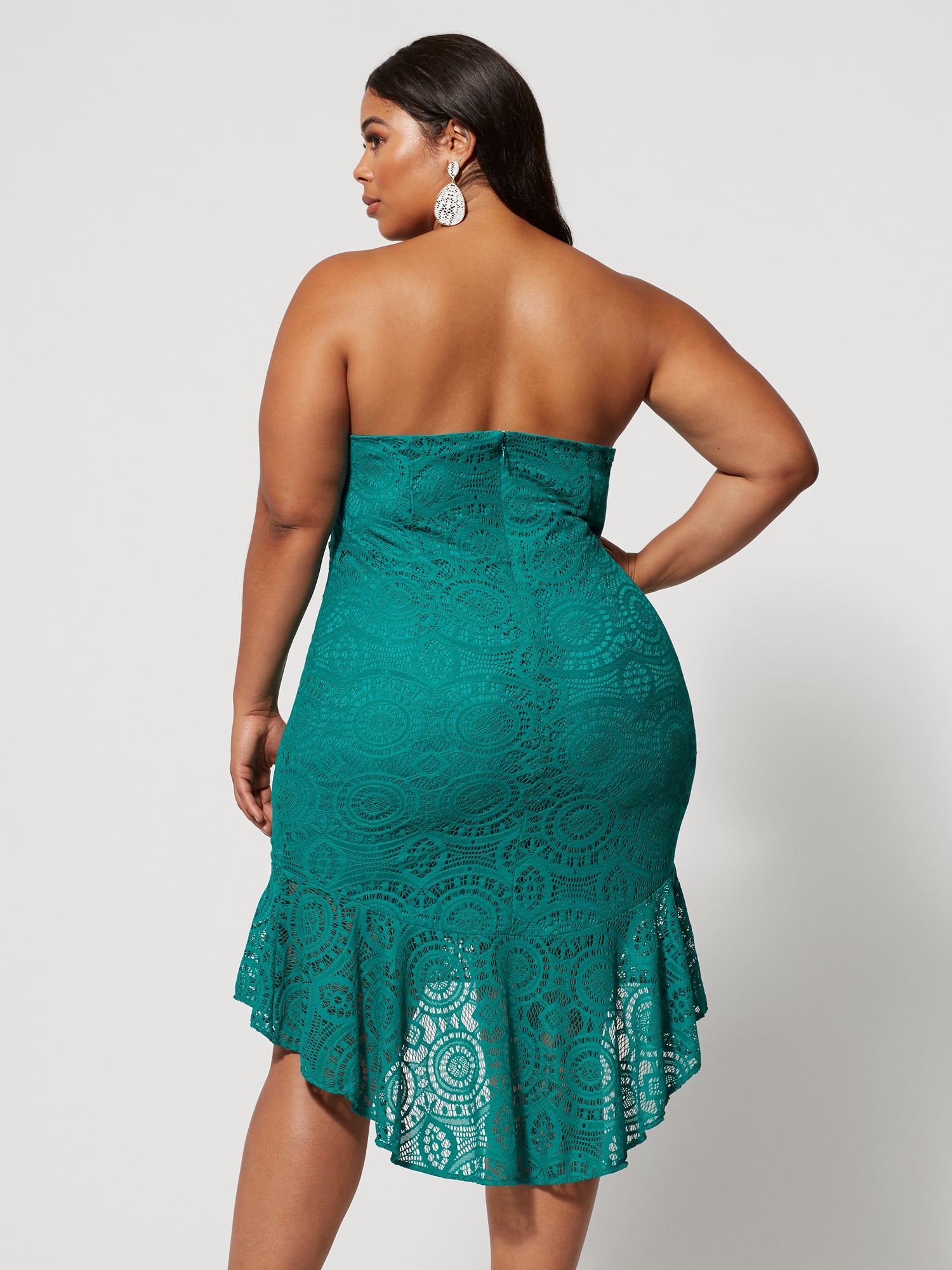 jade strapless lace dress