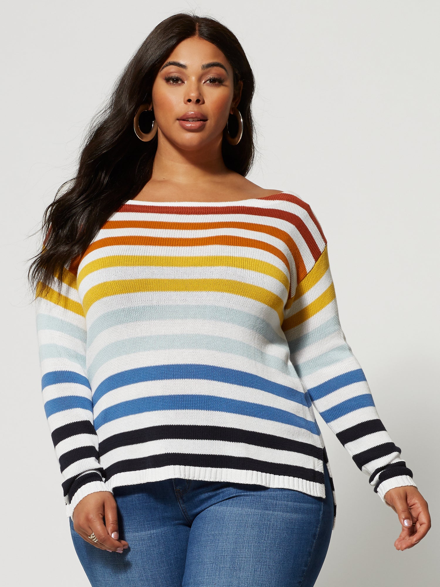 rainbow striped sweater