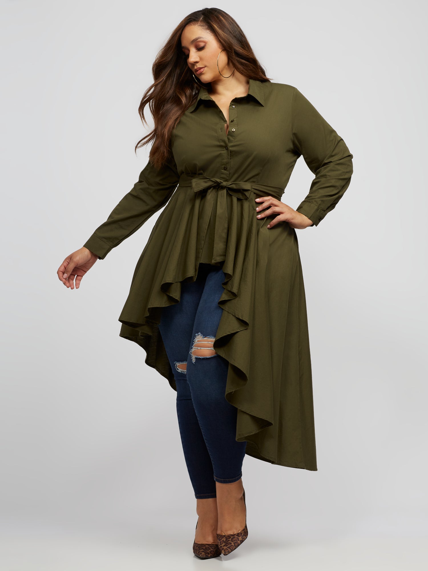 olive peplum top