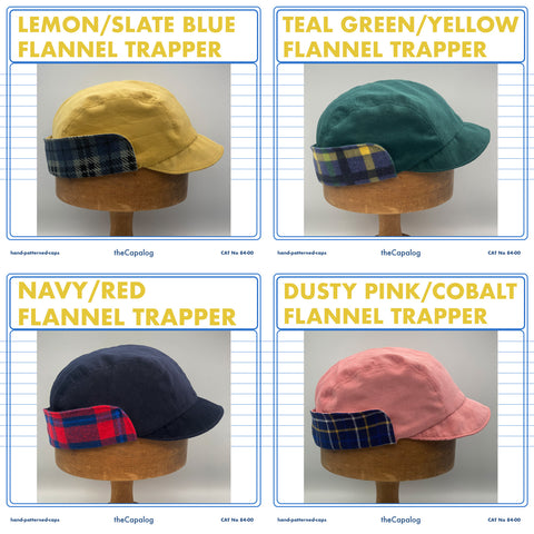 Cord flannel trapper caps from the capalog
