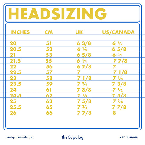 Traditional Cap Sizes Conversion Chart
