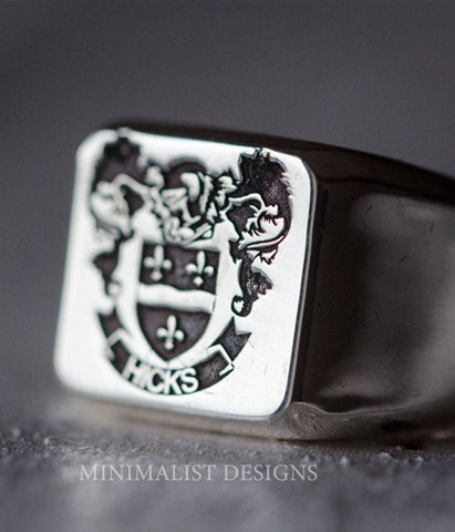 Square Family Crest Ring