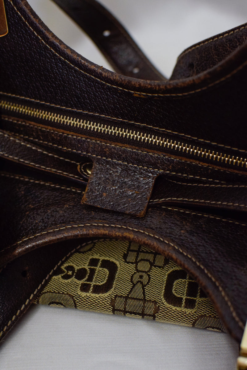 Vintage Original Gucci Brown Cloth Handbag