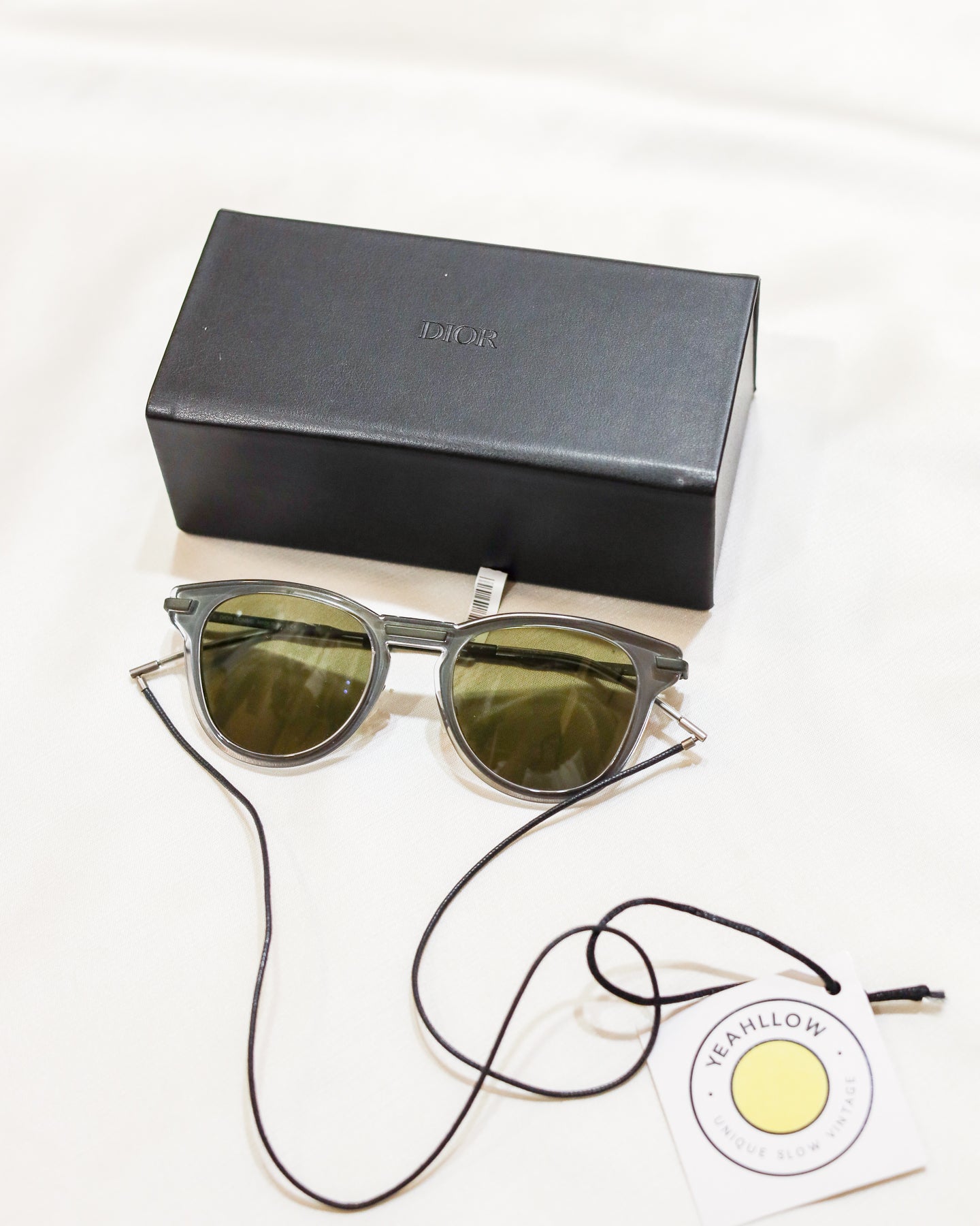 image of Christian Dior Grey Wayfarer Sunglasses Green Lens- with box