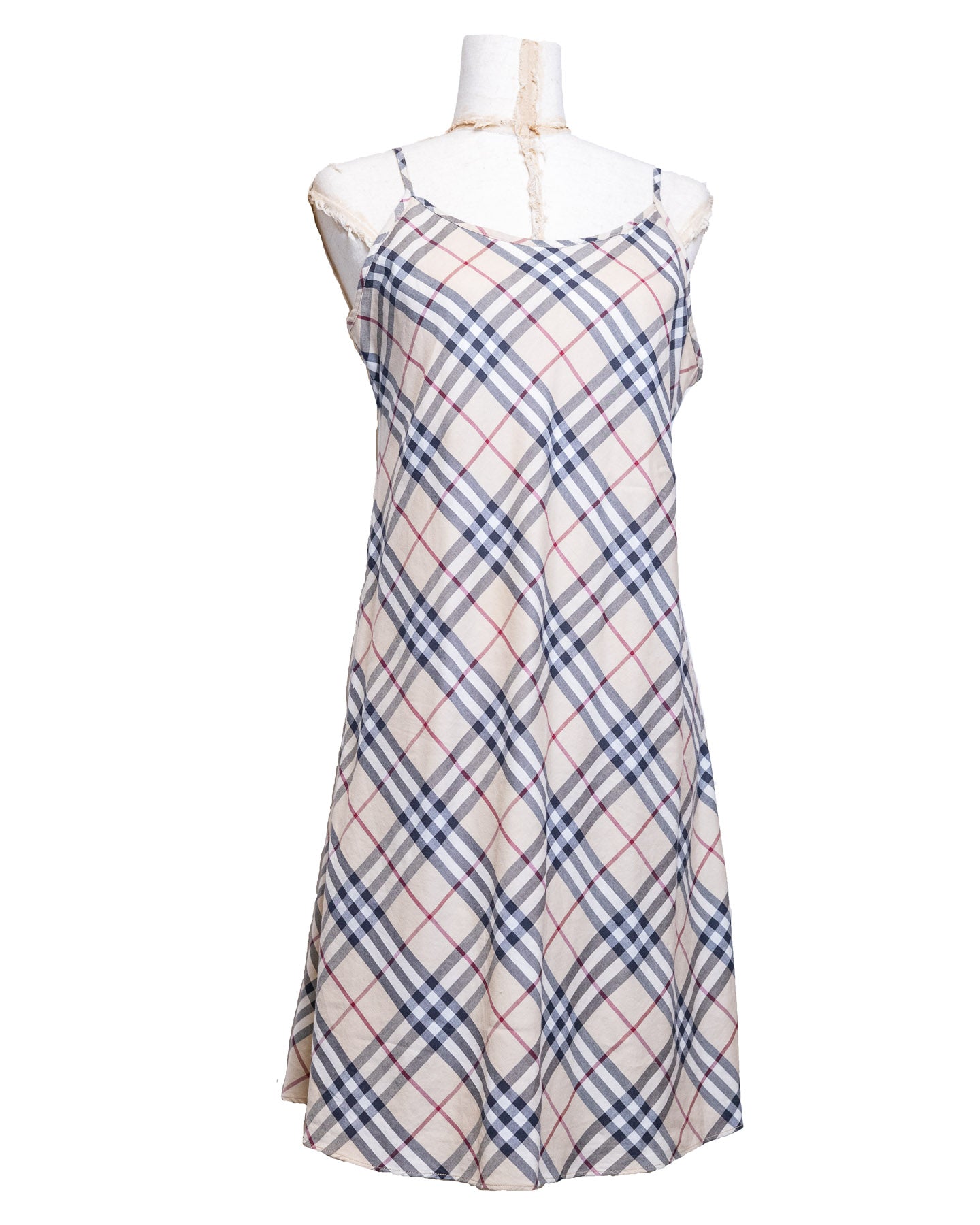 BURBERRY CHECKED SLIP DRESS - 100% COTTON