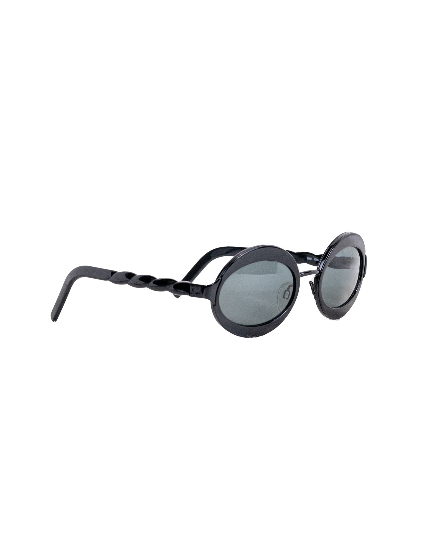 image of Yves Saint Laurent Round Frames Black Sunglasses