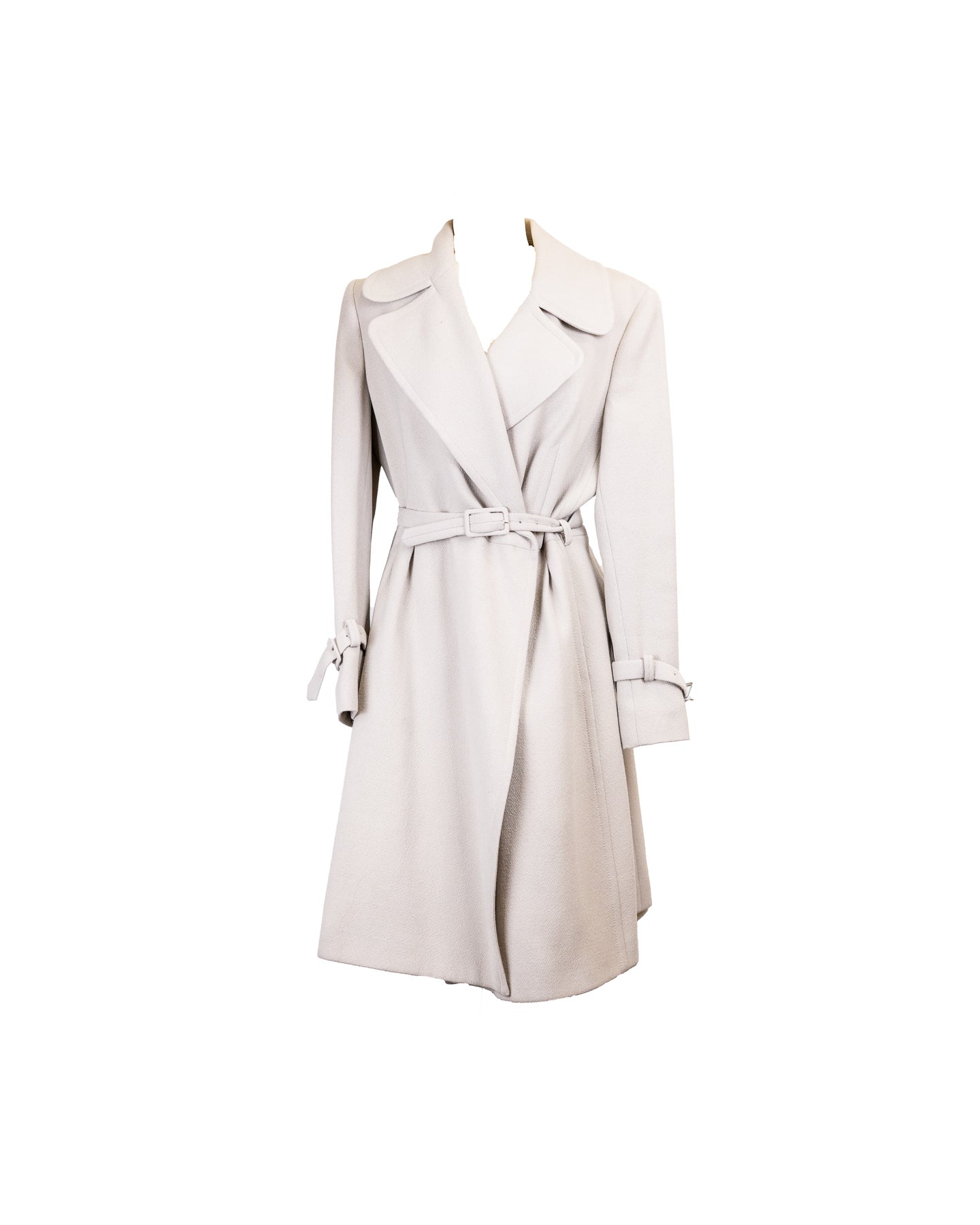 image of Burberry Wool Coat With Belt In Grey