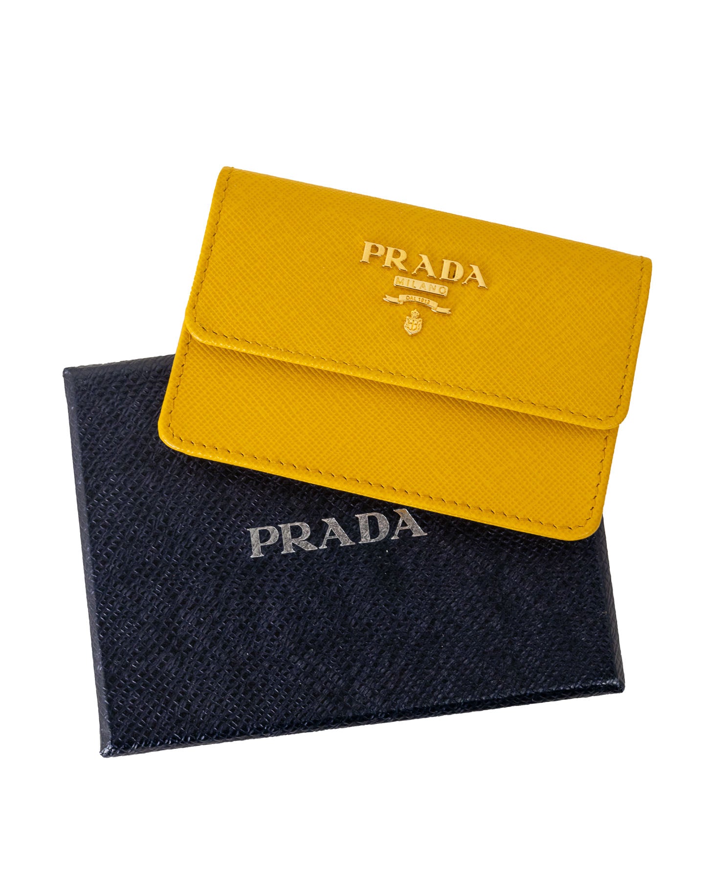 Prada Saffiano Yellow Card Holder