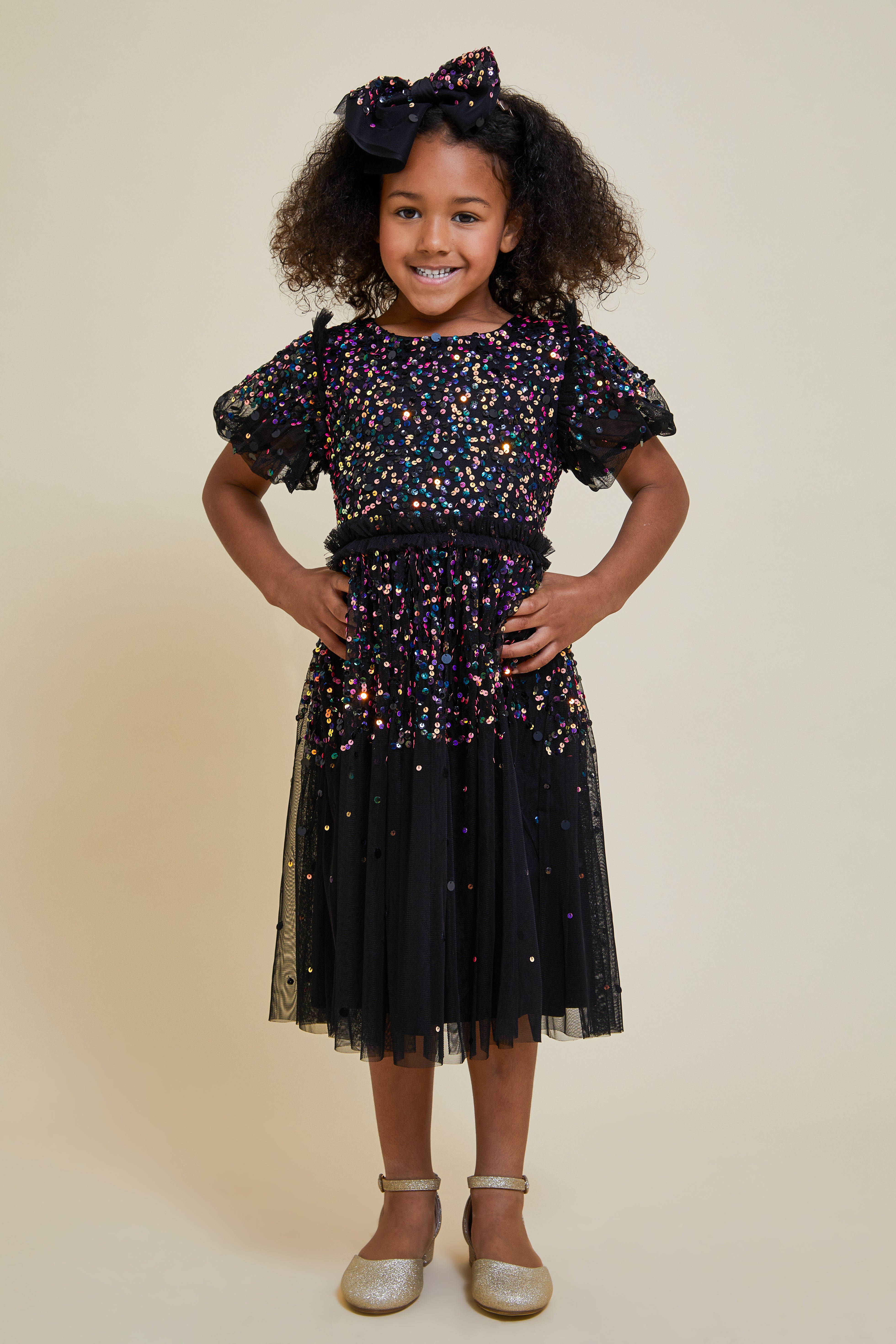 Elise Black Iridescent Sequin Dress – Frock and Frill