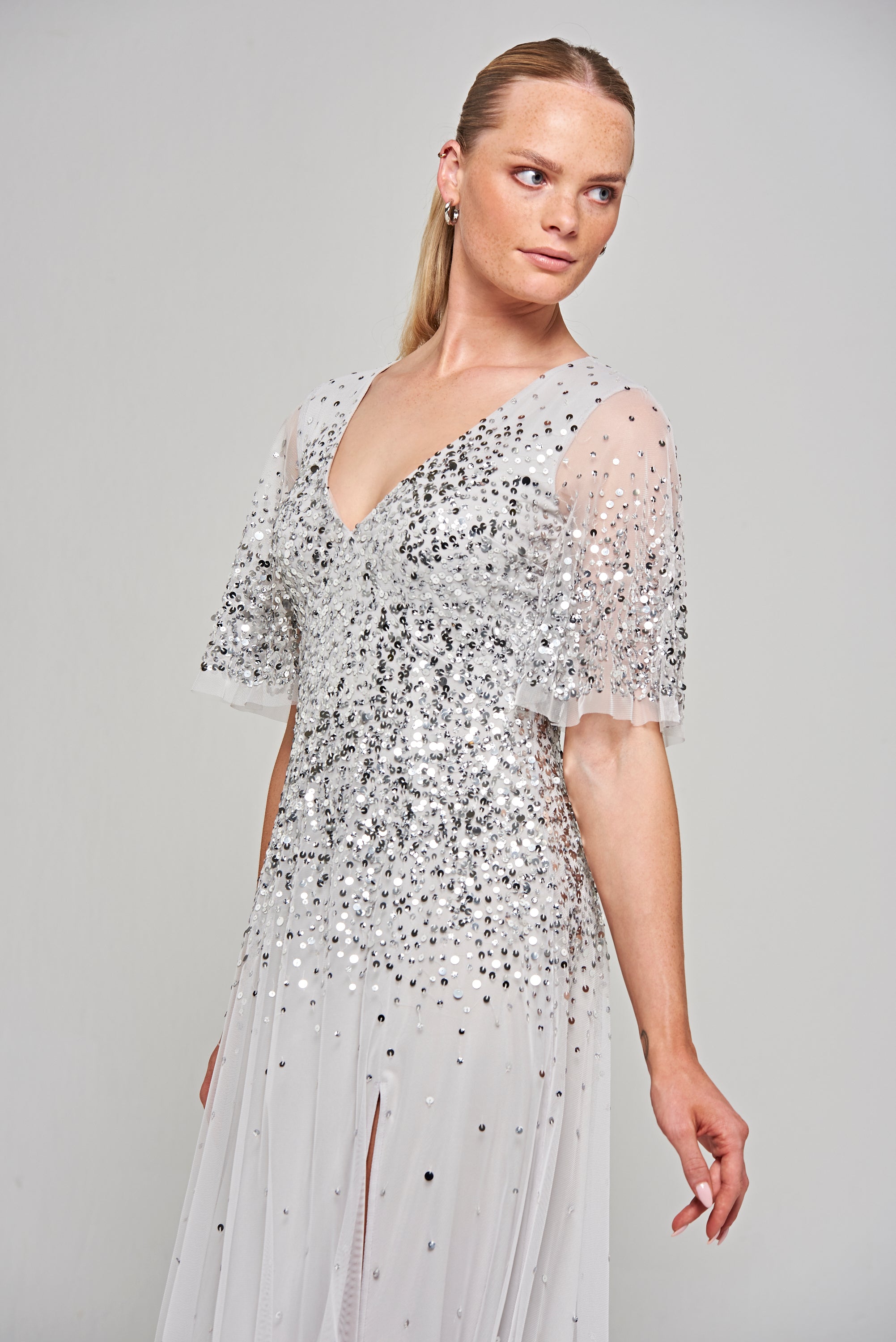 Gillian Grey Sequin Maxi Dress – Frock and Frill