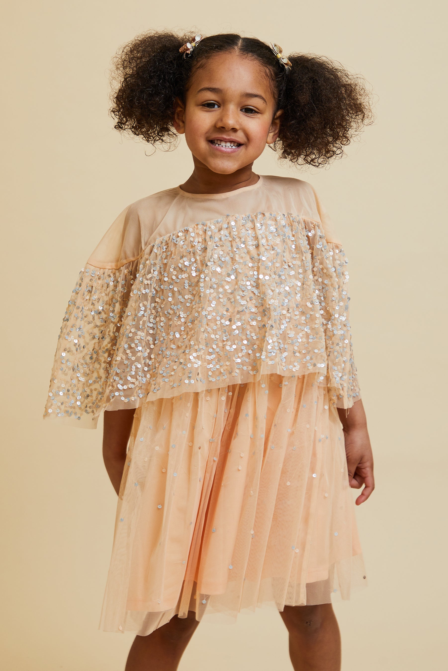 Tessa Almond Sequin Cape Dress – Frock and Frill