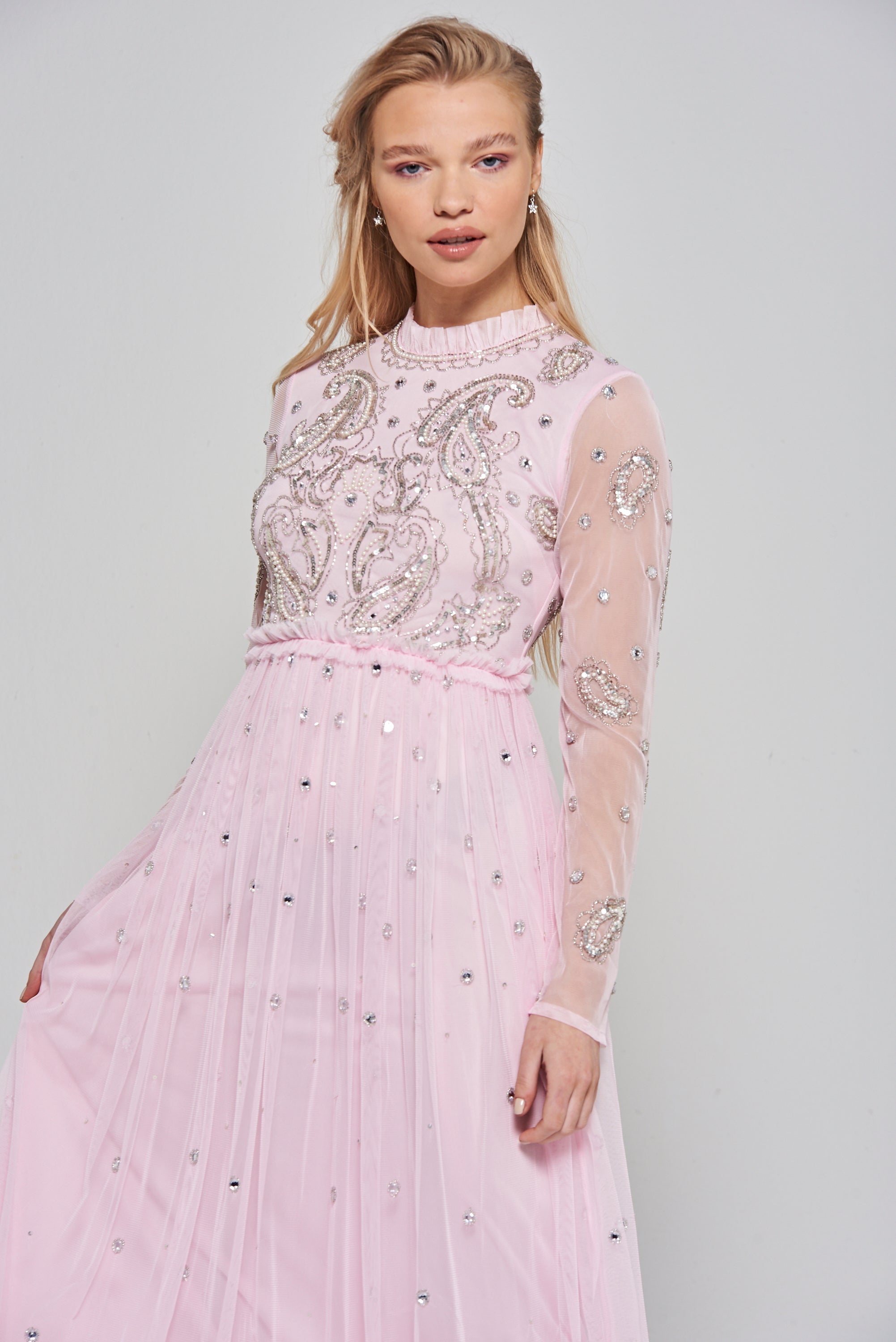 Buy Women Pink Embellished Party Dress Online - 817204