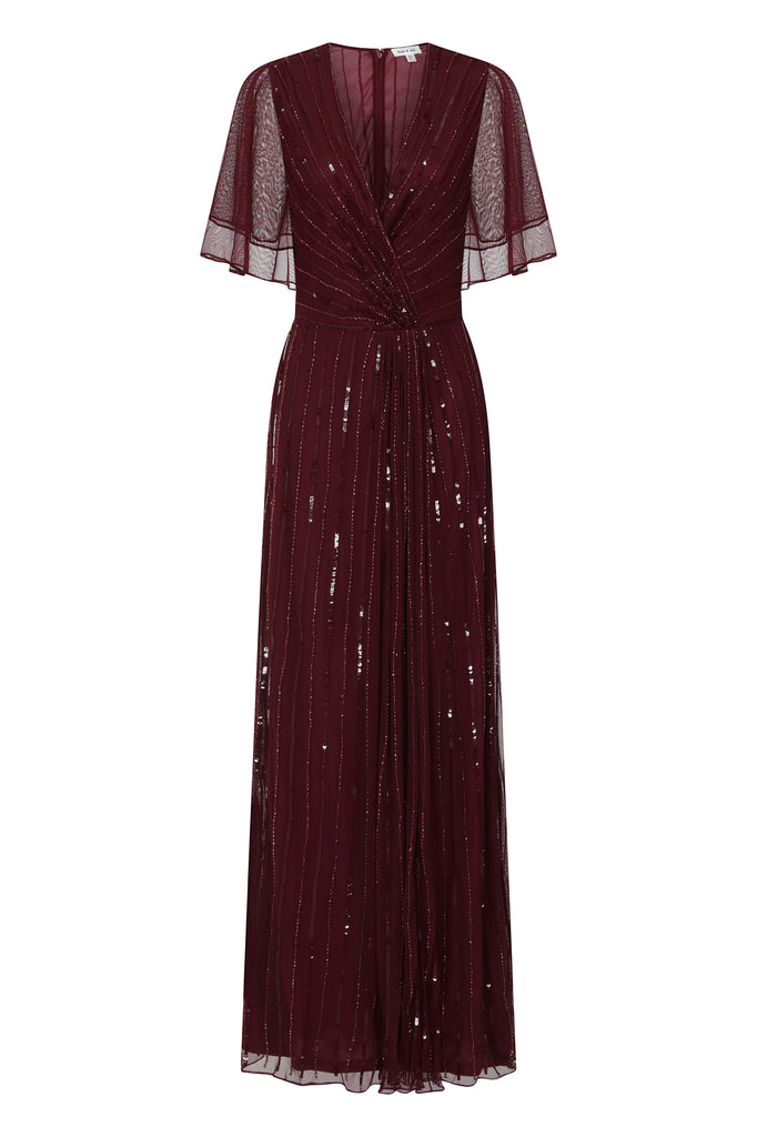 burgundy embellished maxi dress