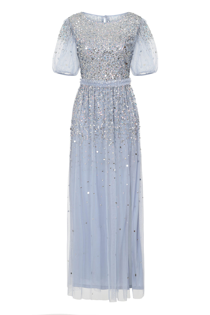 Mabel Blue Sequin Maxi Dress – Frock and Frill
