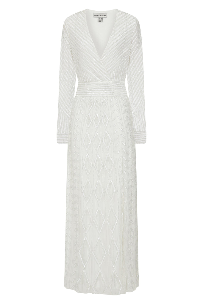 Priscilla White Embellished Maxi Dress – Frock and Frill