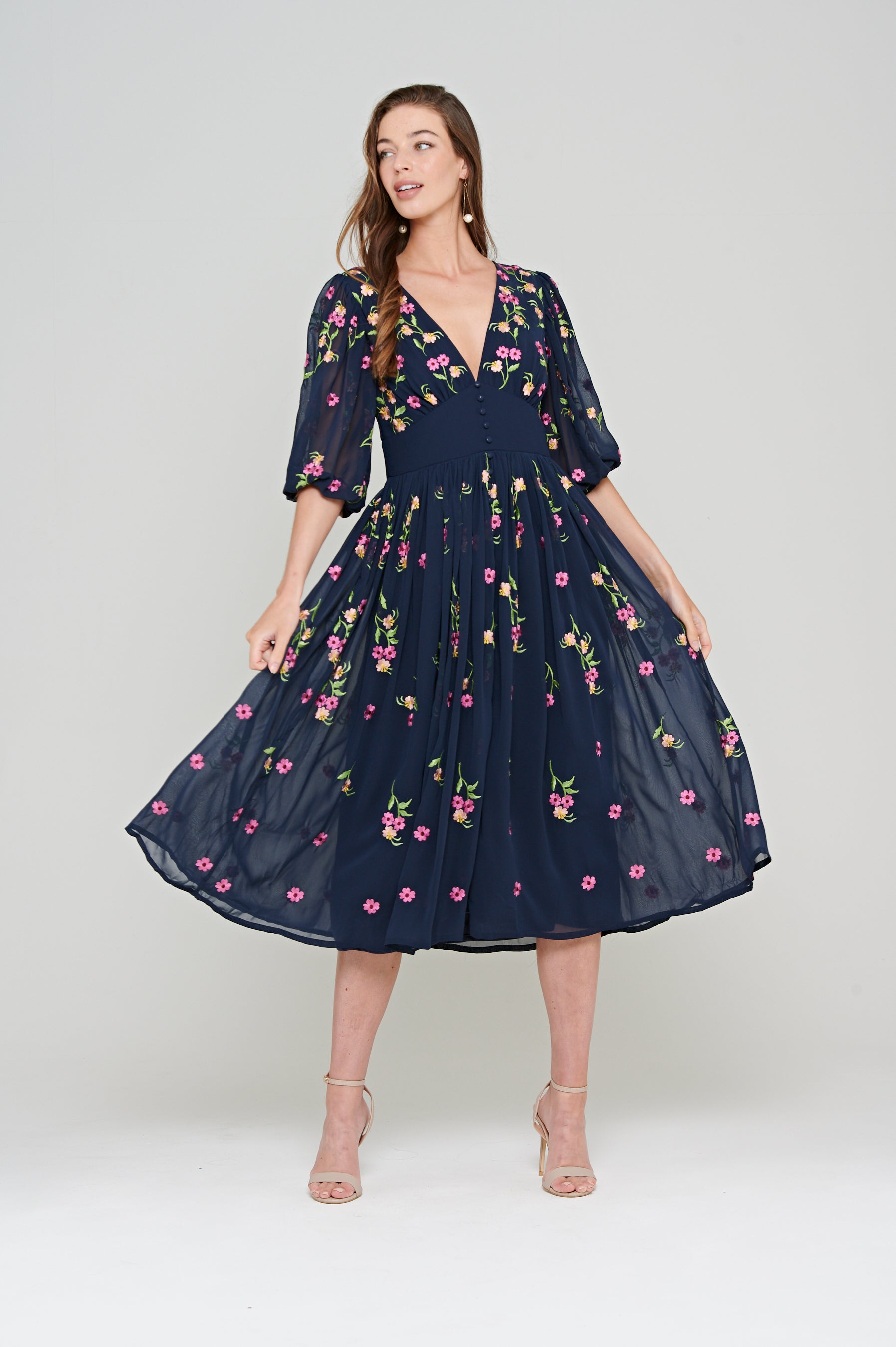 Veronne Floral Embroidered Dress – Frock and Frill