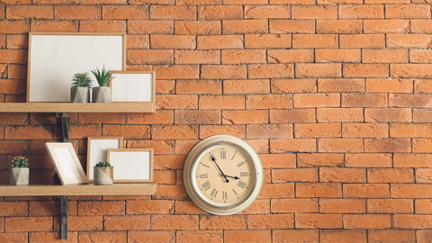 Brick wall with shelves