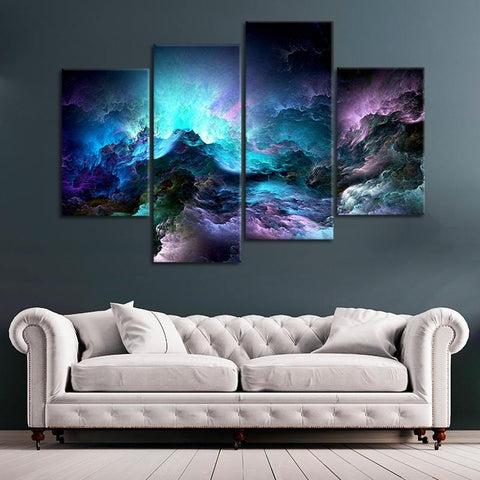 Blue abstract clouds multi panel canvas wall art